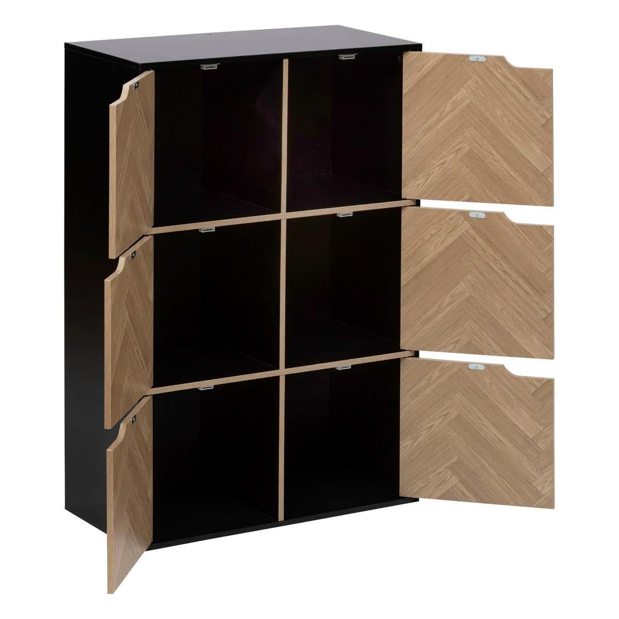 Voir la diapositive 2 : FIVE Étagère 6 cases  chevrons  100cm naturel & noir