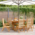 VIDAXL Chaises inclinables de jardin lot de 6 beige bois massif acacia