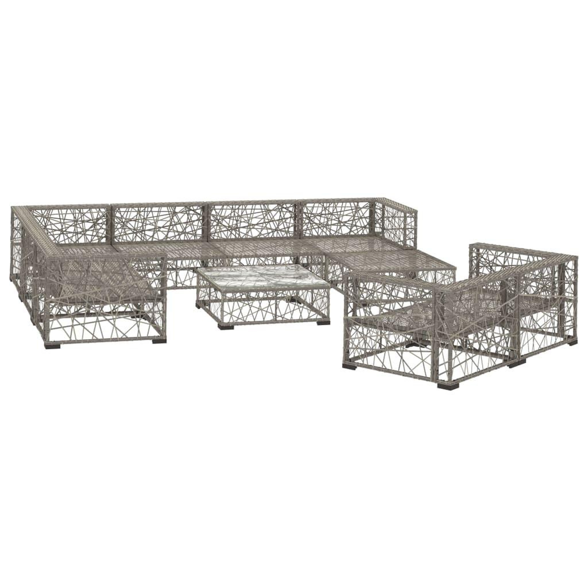 Voir la diapositive 3 : VIDAXL Salon de jardin 10 pcs avec coussins resine tressee gris