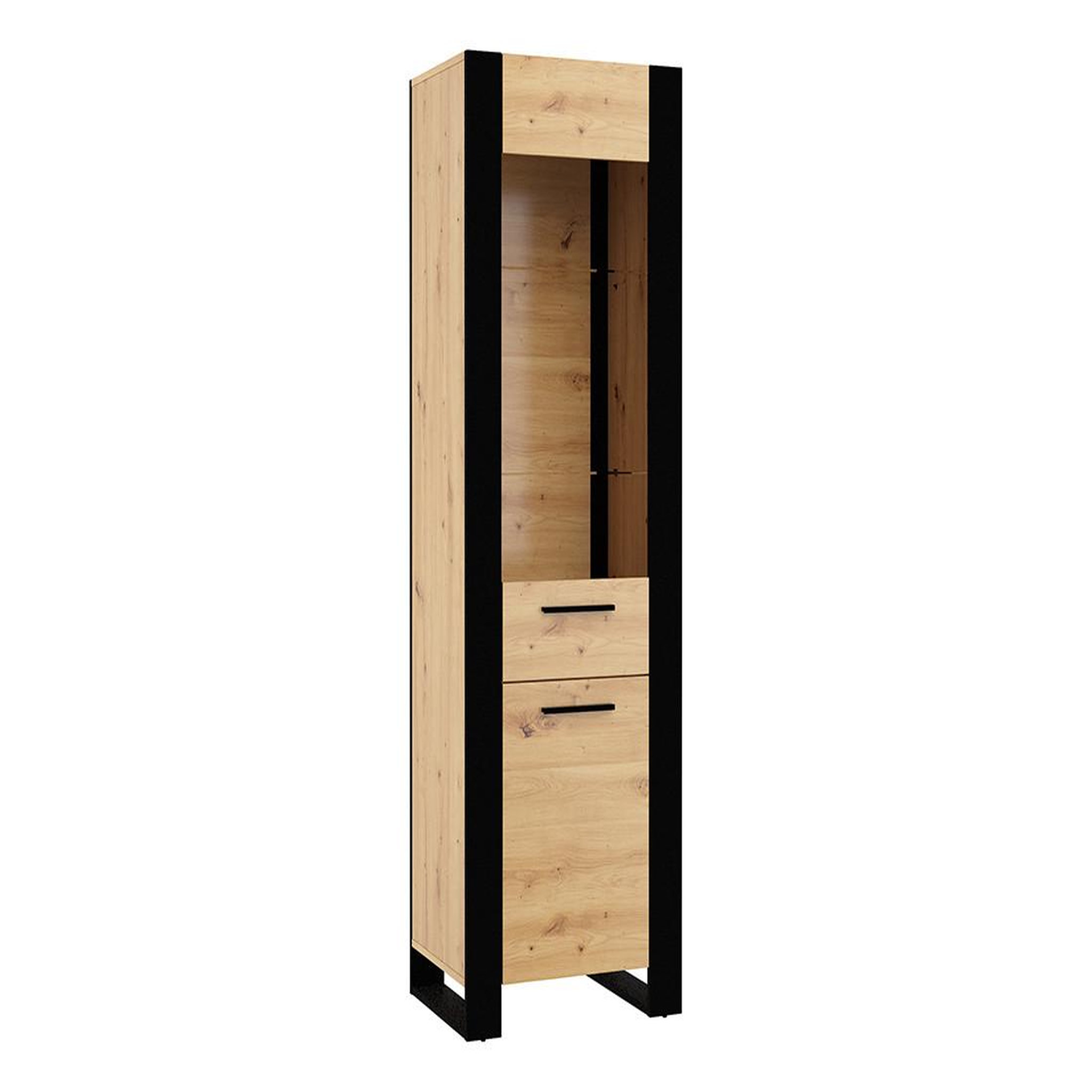 Voir la diapositive 1 : BEST MOBILIER Donnely - vitrine - effet bois et noir - 188 cm