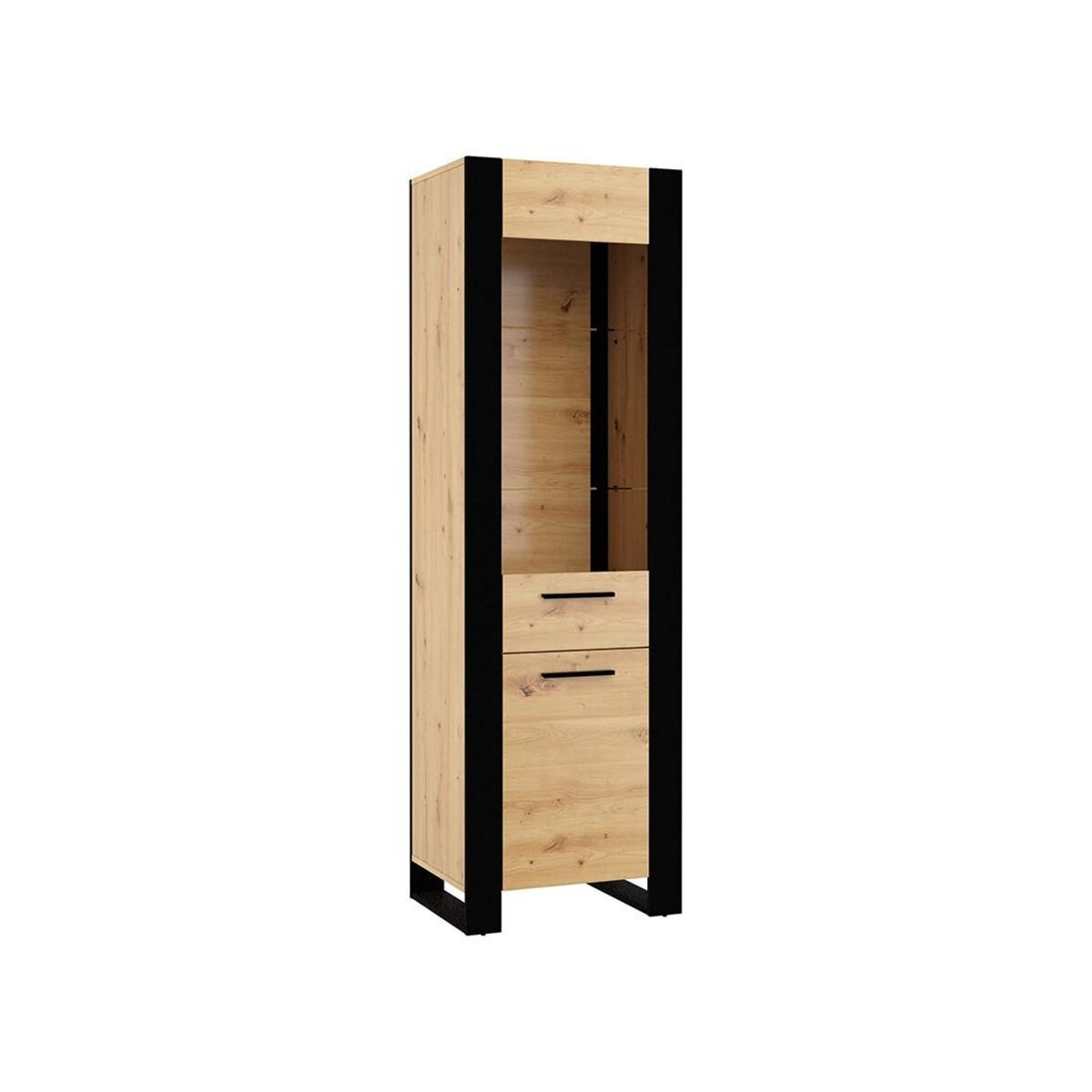 BEST MOBILIER Donnely - vitrine - effet bois et noir - 188 cm