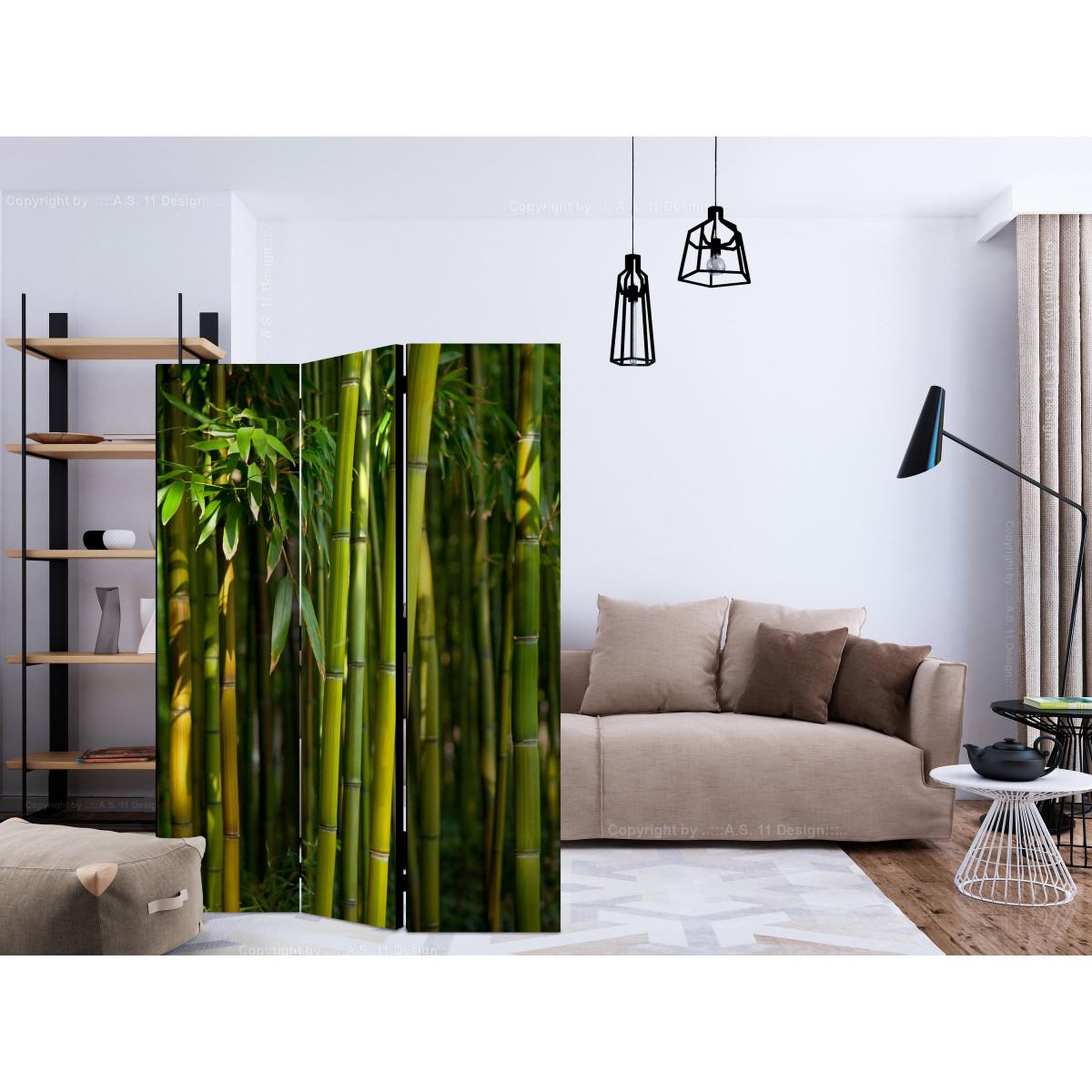 Voir la diapositive 2 : Paris Prix Paravent 3 volets  oriental garden  135x172cm