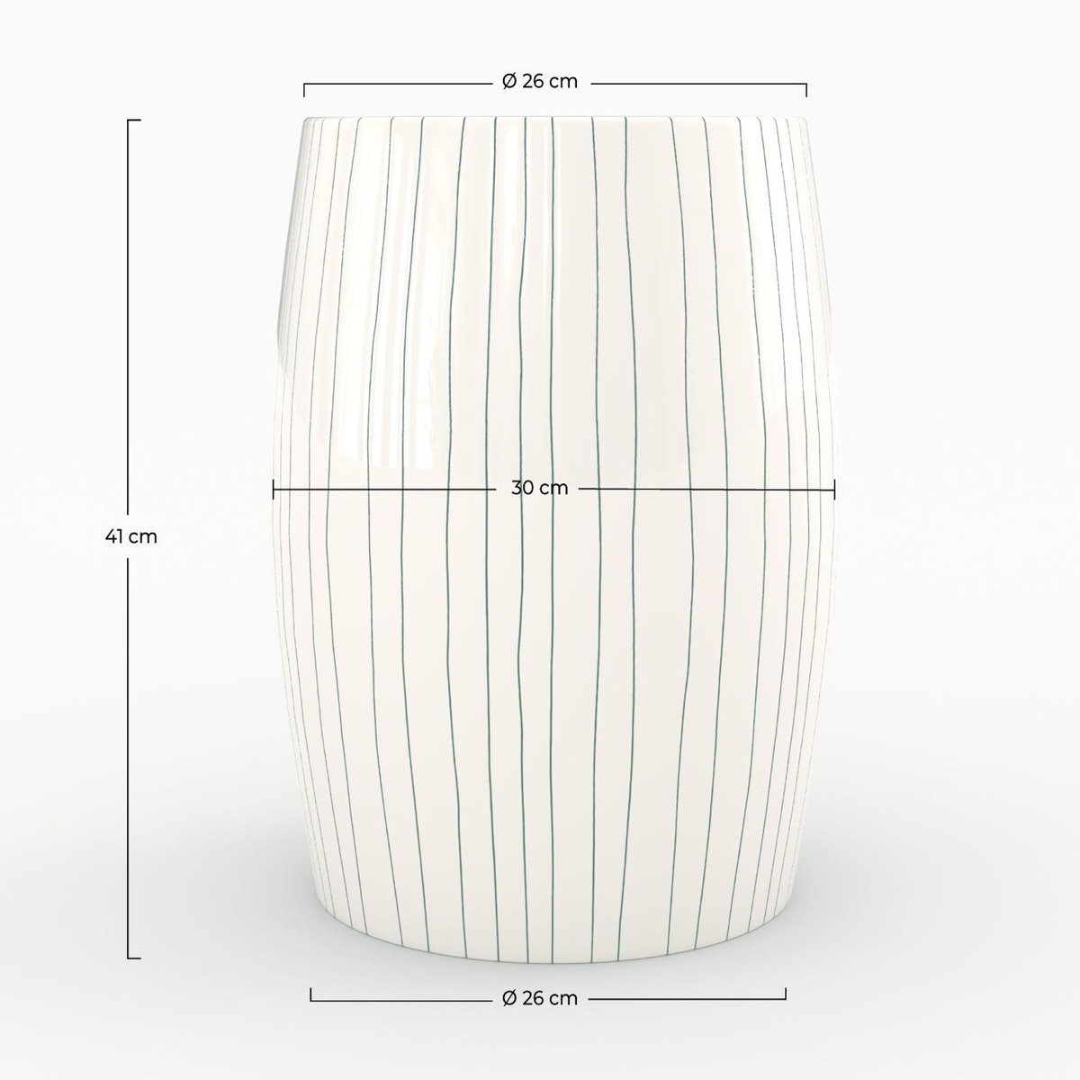 Rendez vous déco Table d'appoint ronde en métal blanc rayé D26 cm-Nello