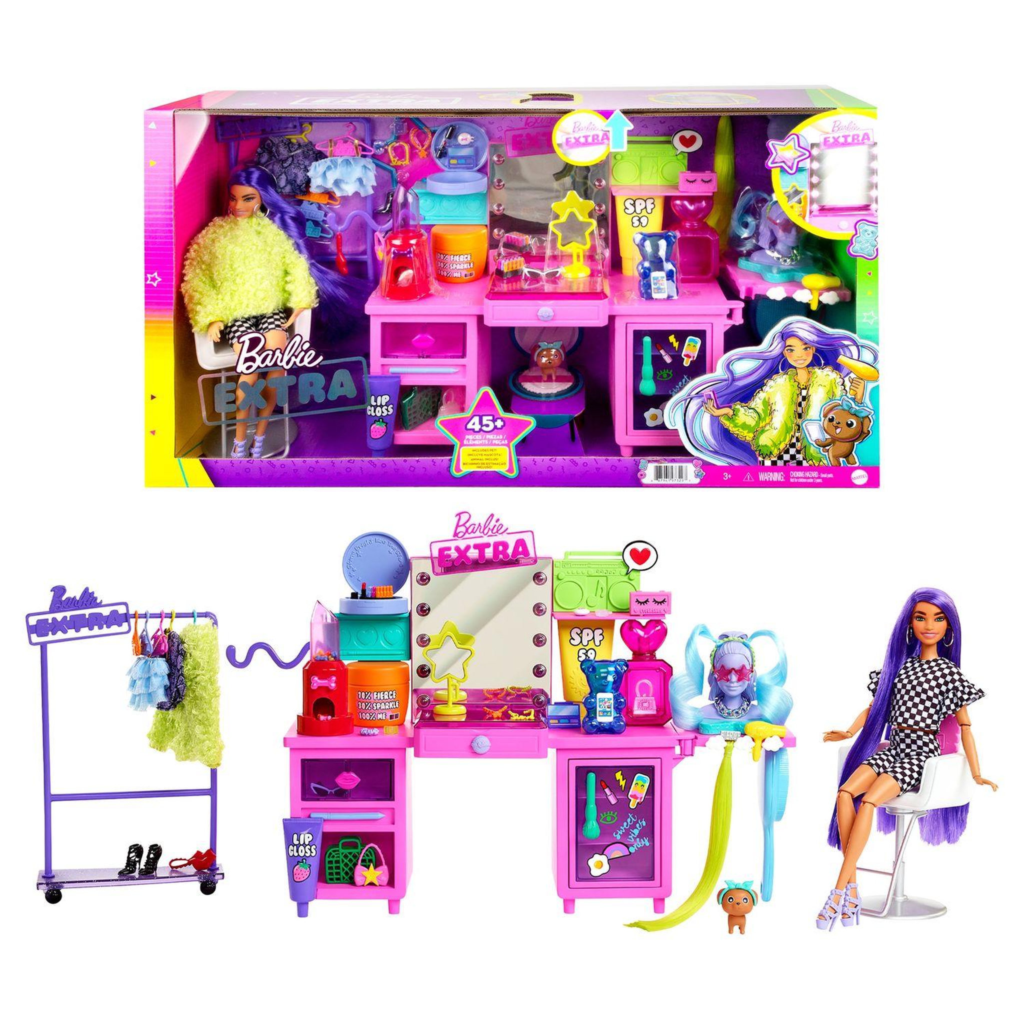 Voir la diapositive 2 : BARBIE Coiffeuse Extra avec poupée mannequin Barbie 