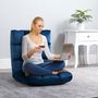 Voir la diapositive 2 : HOMCOM Fauteuil convertible fauteuil paresseux grand confort inclinaison dossier multipositions 90°-180° flanelle polyester capitonné bleu roi