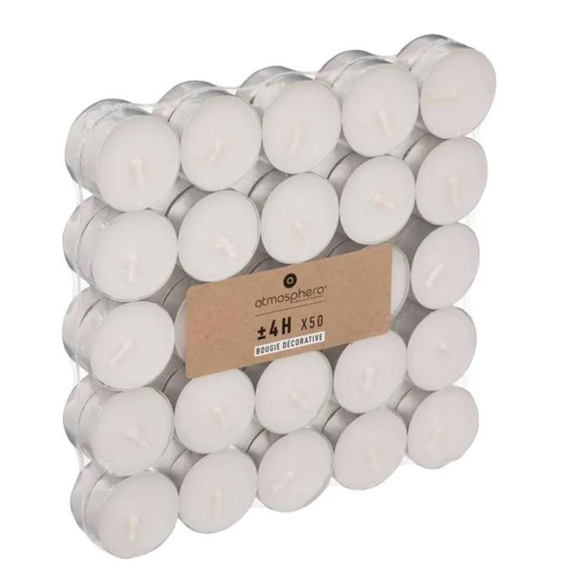 COMPTOIR DE LA BOUGIE Lot de 50 Bougies Chauffe-Plat  Many  3,7cm Blanc