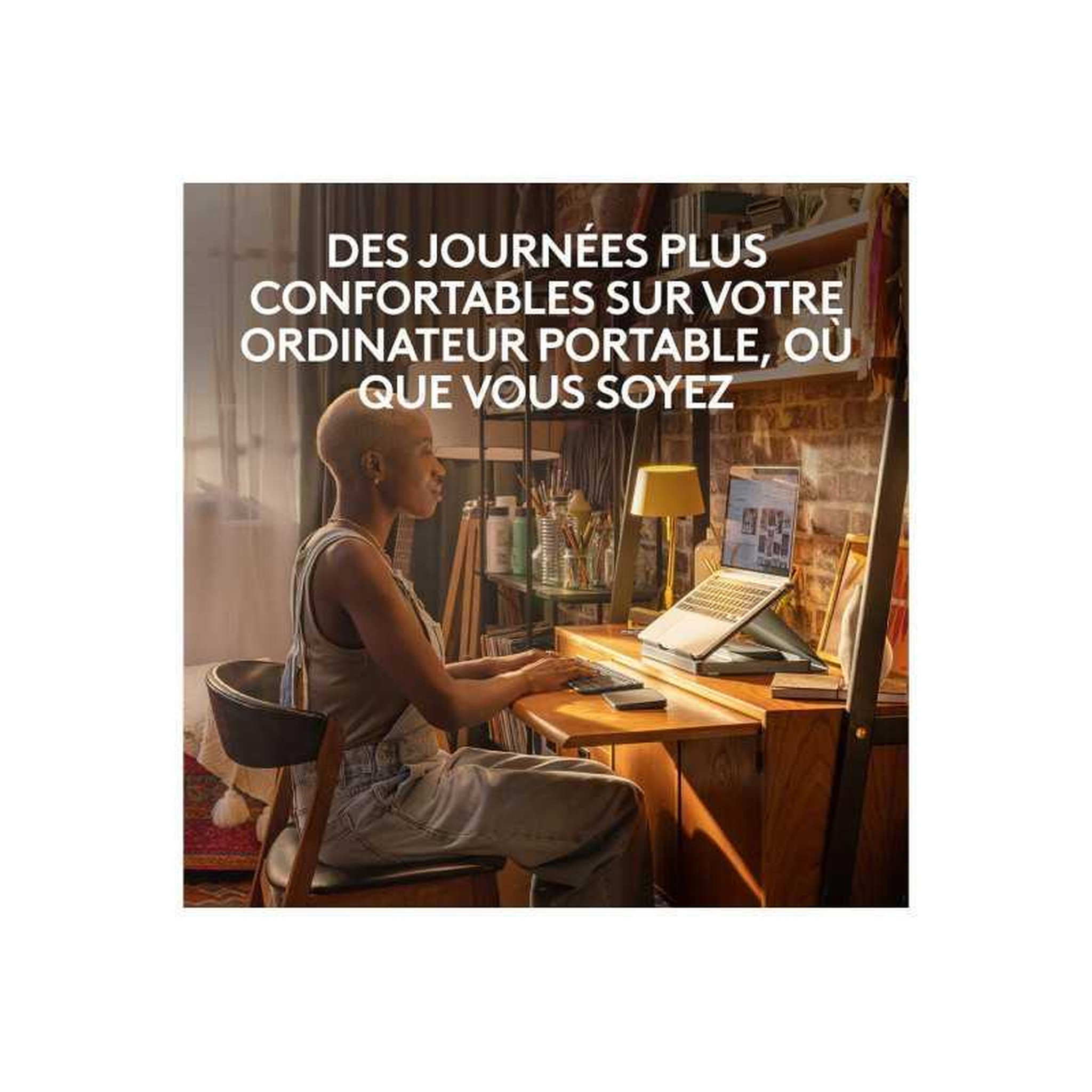 Voir la diapositive 2 : Logitech Clavier et pavé tactile sans fil AZERTY graphite avec support ordinateur portable 10-17 pouces