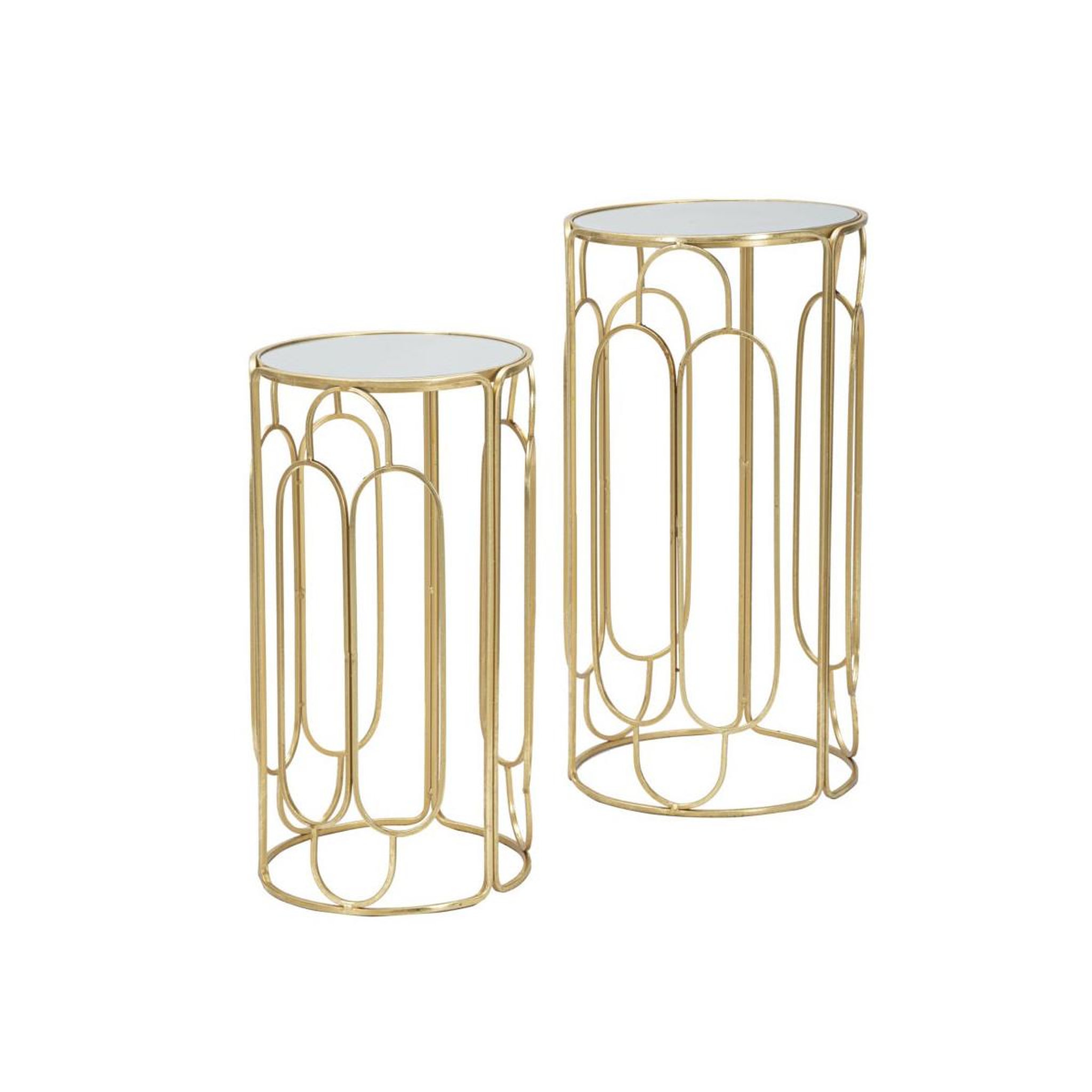 Voir la diapositive 3 : Paris Prix Lot de 2 tables d'appoint gigogne ronde  arty  70cm or