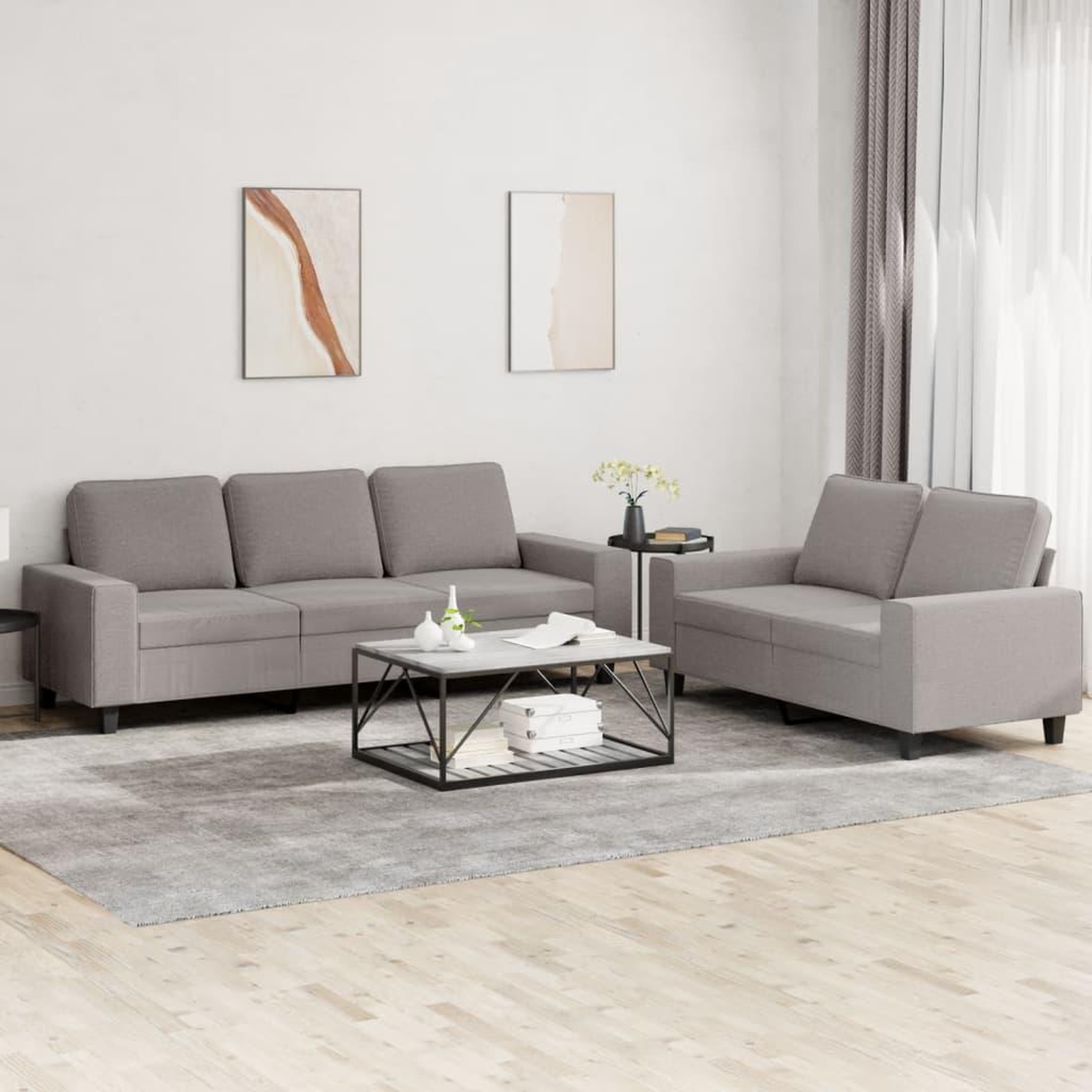 VIDAXL Ensemble de canapes 2 pcs taupe tissu