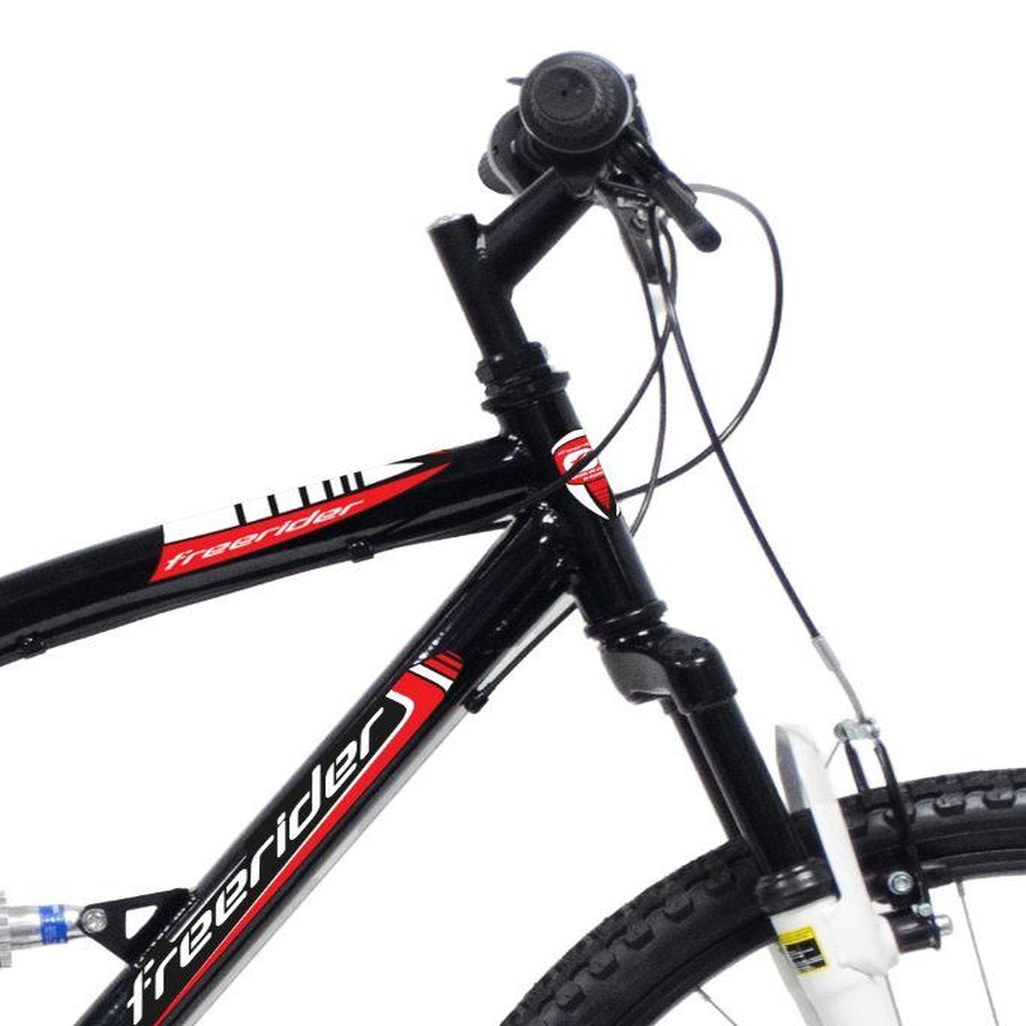 Voir la diapositive 2 : FREERIDER VTT 26'' - Vélo Tout Suspendu - 18 Vitesses - Poignées tournantes - Freins V-Brake en acier - Jantes Aluminium.
