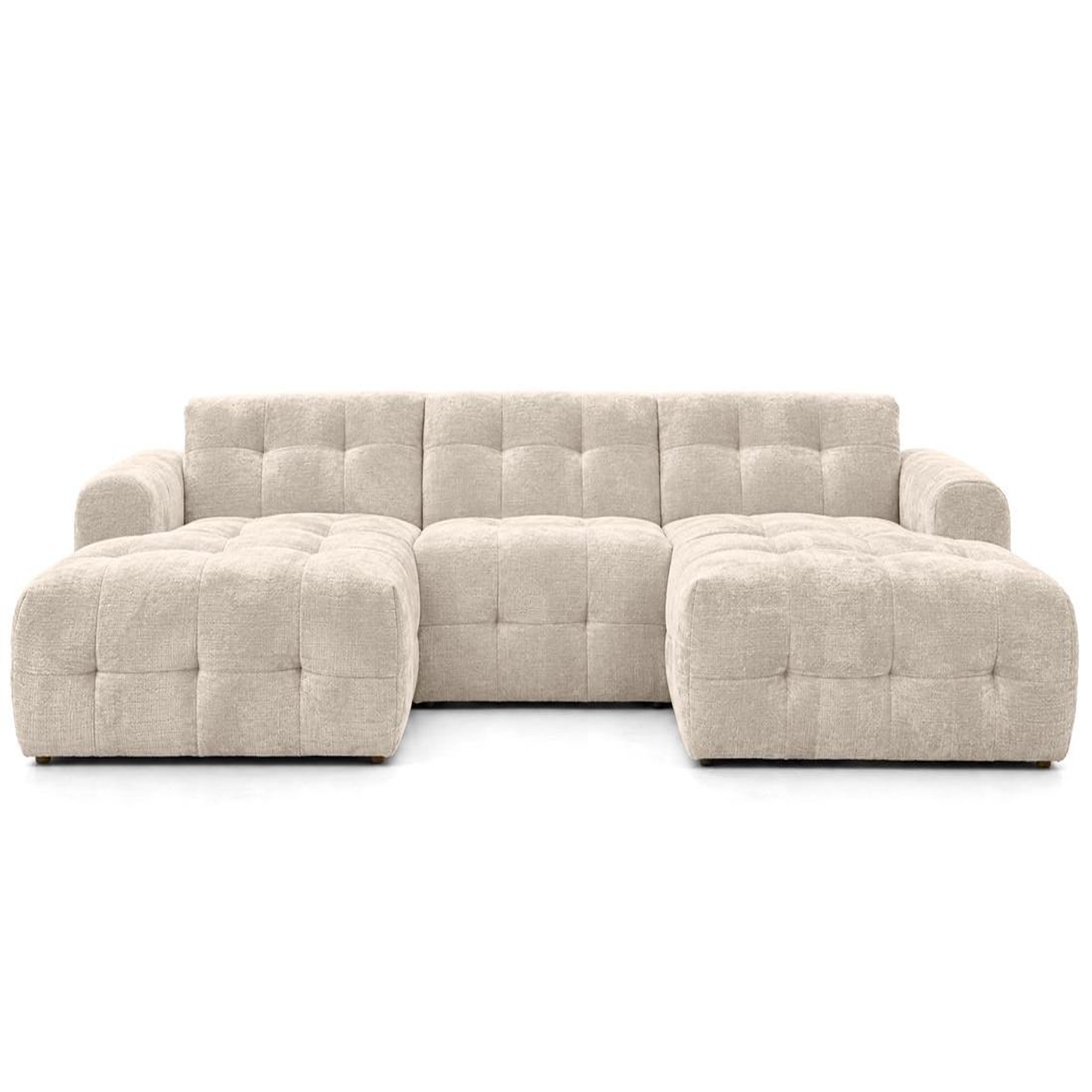 Voir la diapositive 1 : BEST MOBILIER Diane - canapé panoramique en u 6 places en velours texturé