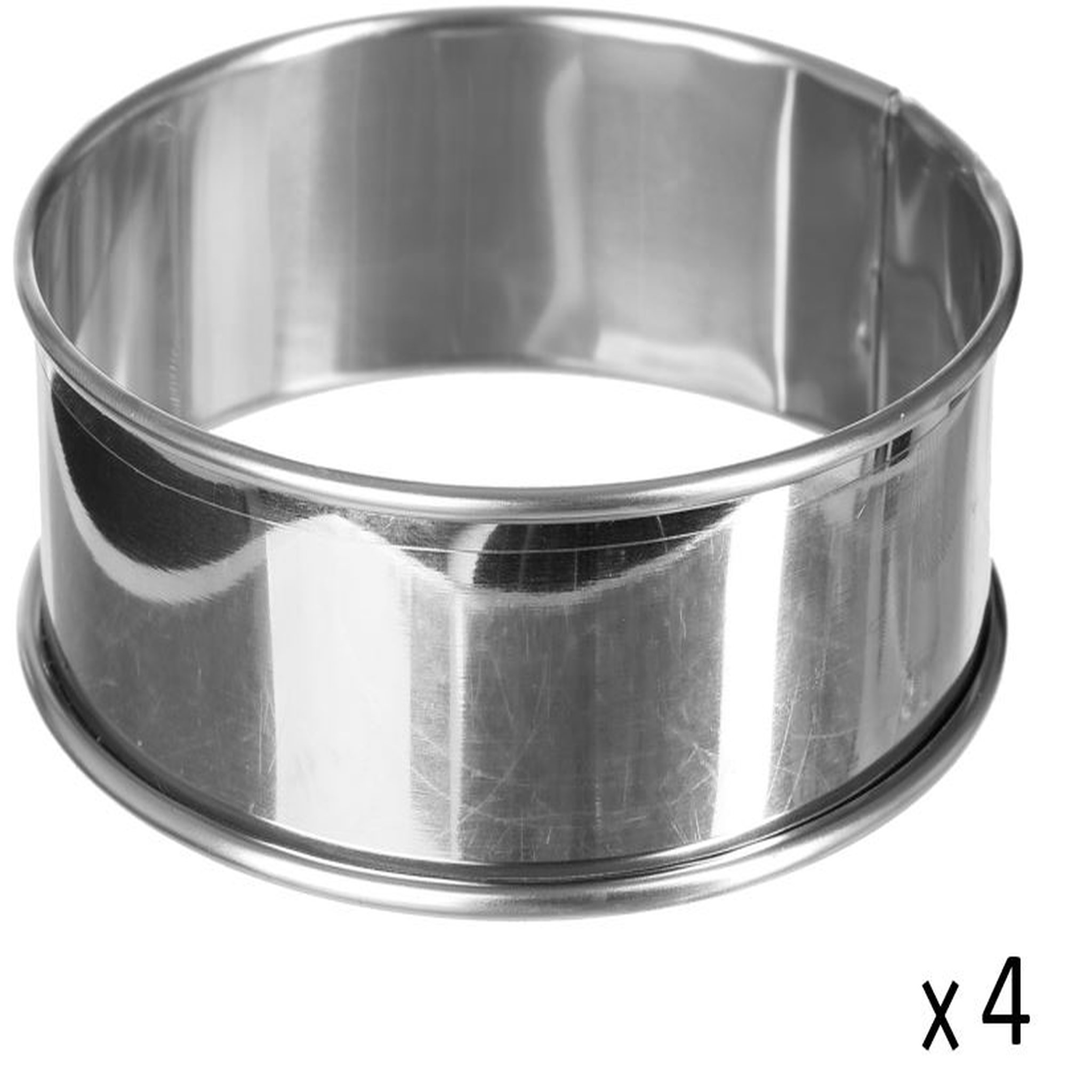 Lot de 4 cercles à tartelettes inox 
