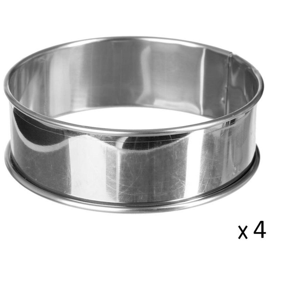 Lot de 4 cercles à tartelettes inox 
