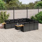 VIDAXL Salon de jardin 11 pcs avec coussins noir resine tressee