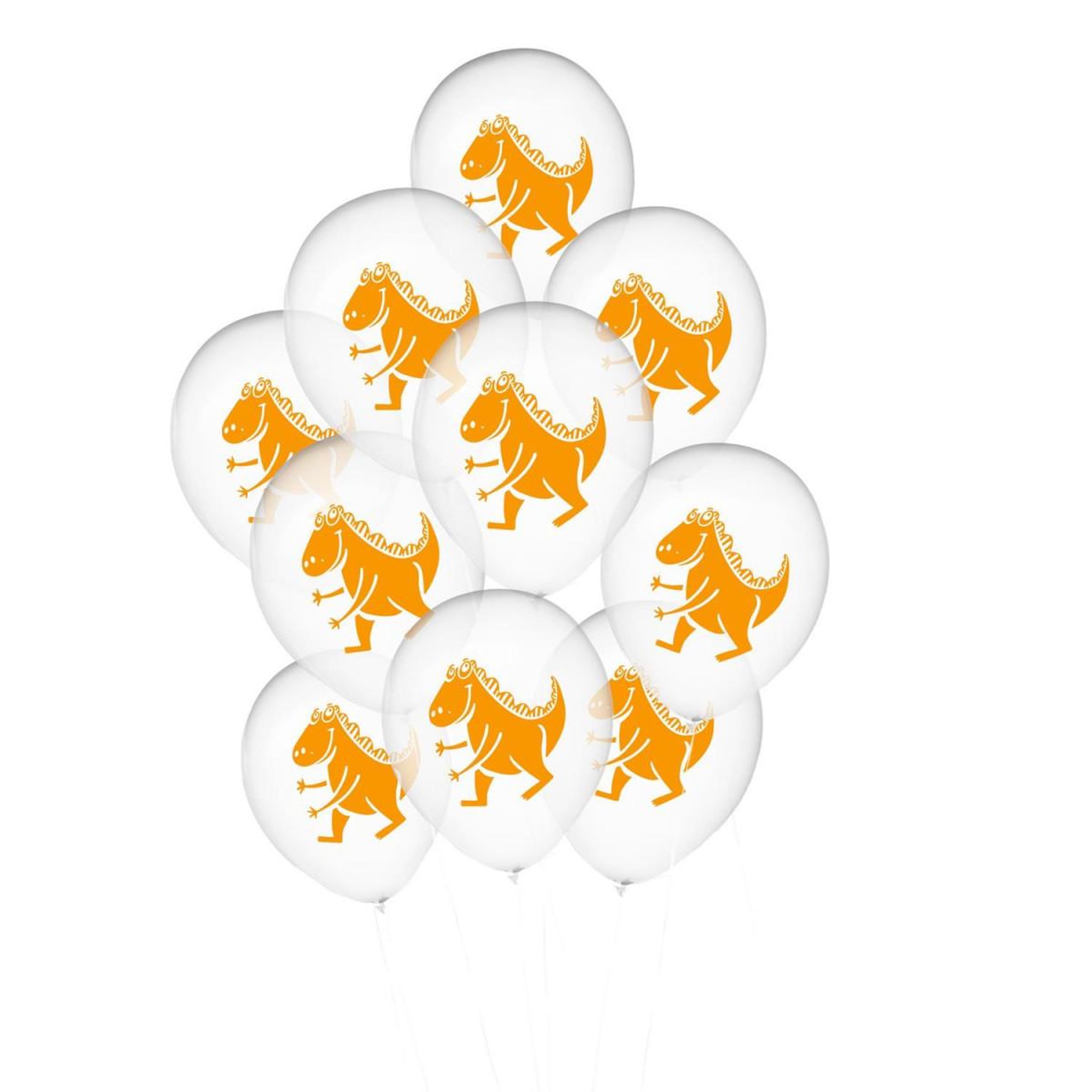 PARTY TIME Lot de 10 Ballons de Baudruche  Dinosaure  18cm Transparent