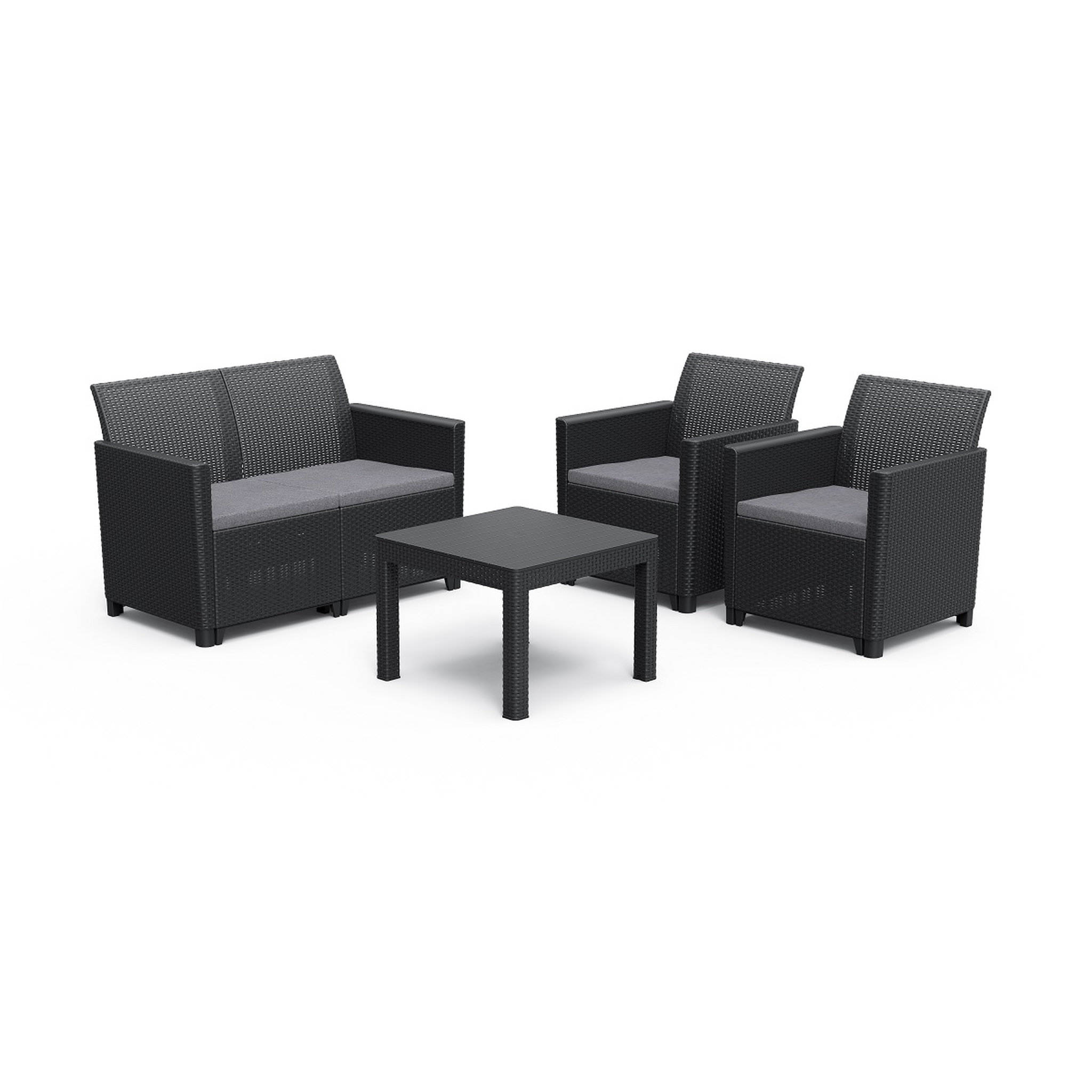 Voir la diapositive 1 : ALLIBERT by KETER Salon bas de jardin 4 personnes gris graphite CLAIRE