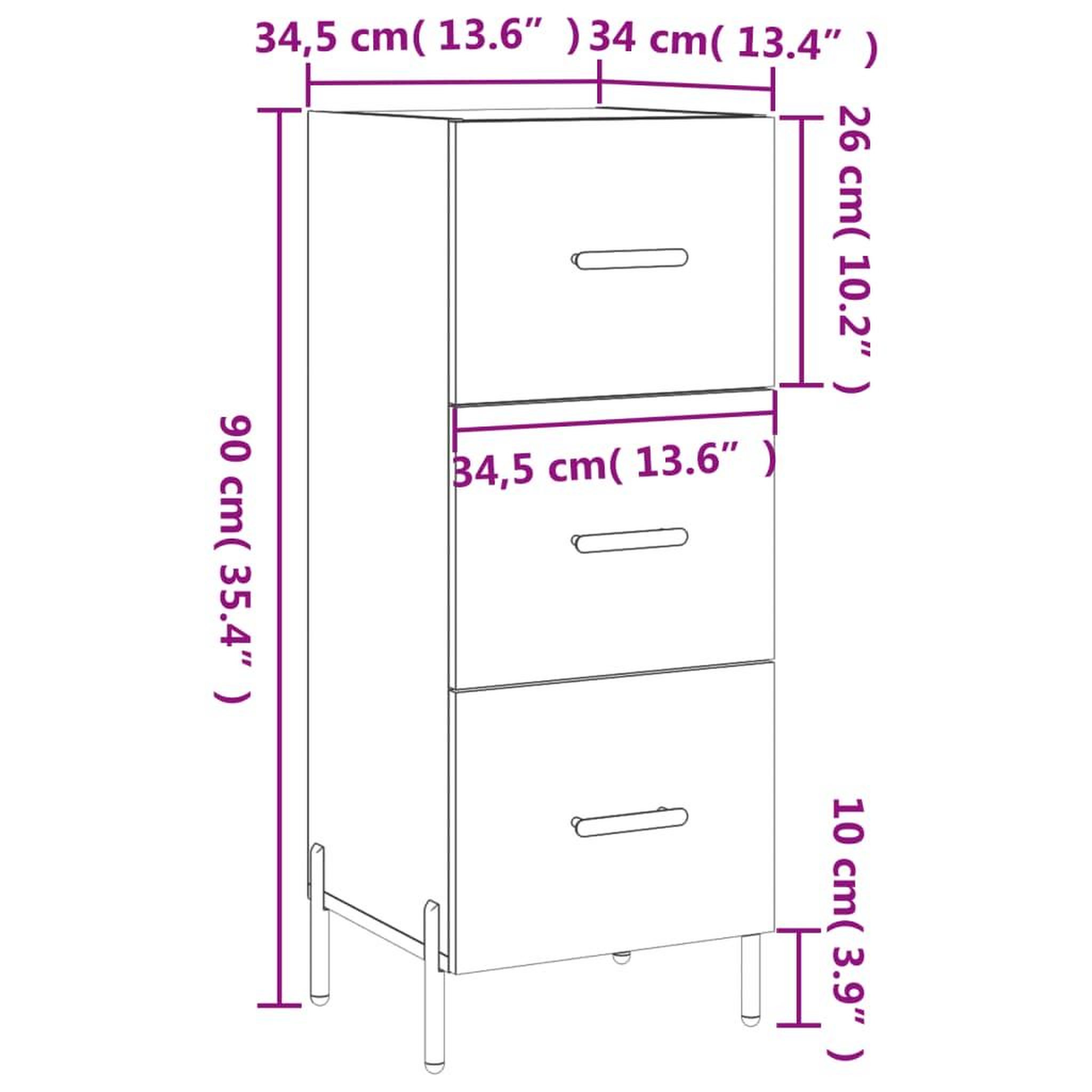 Voir la diapositive 6 : VIDAXL Buffet Gris beton 34,5x34x90 cm Bois d'ingenierie