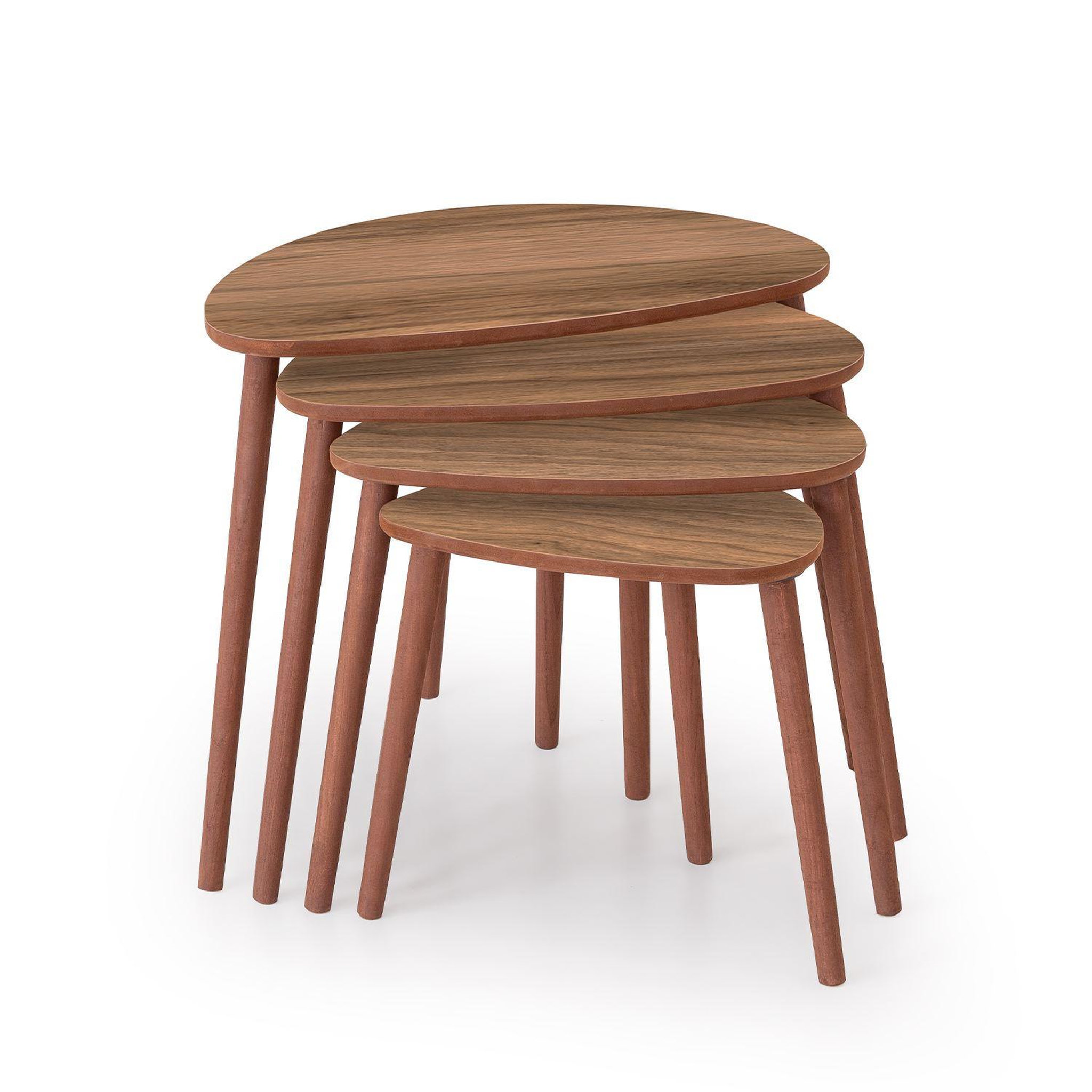 Habitat et Jardin Table gigogne (4 pièces) en bois  nora  68 x 45 x 55 cm - noyer