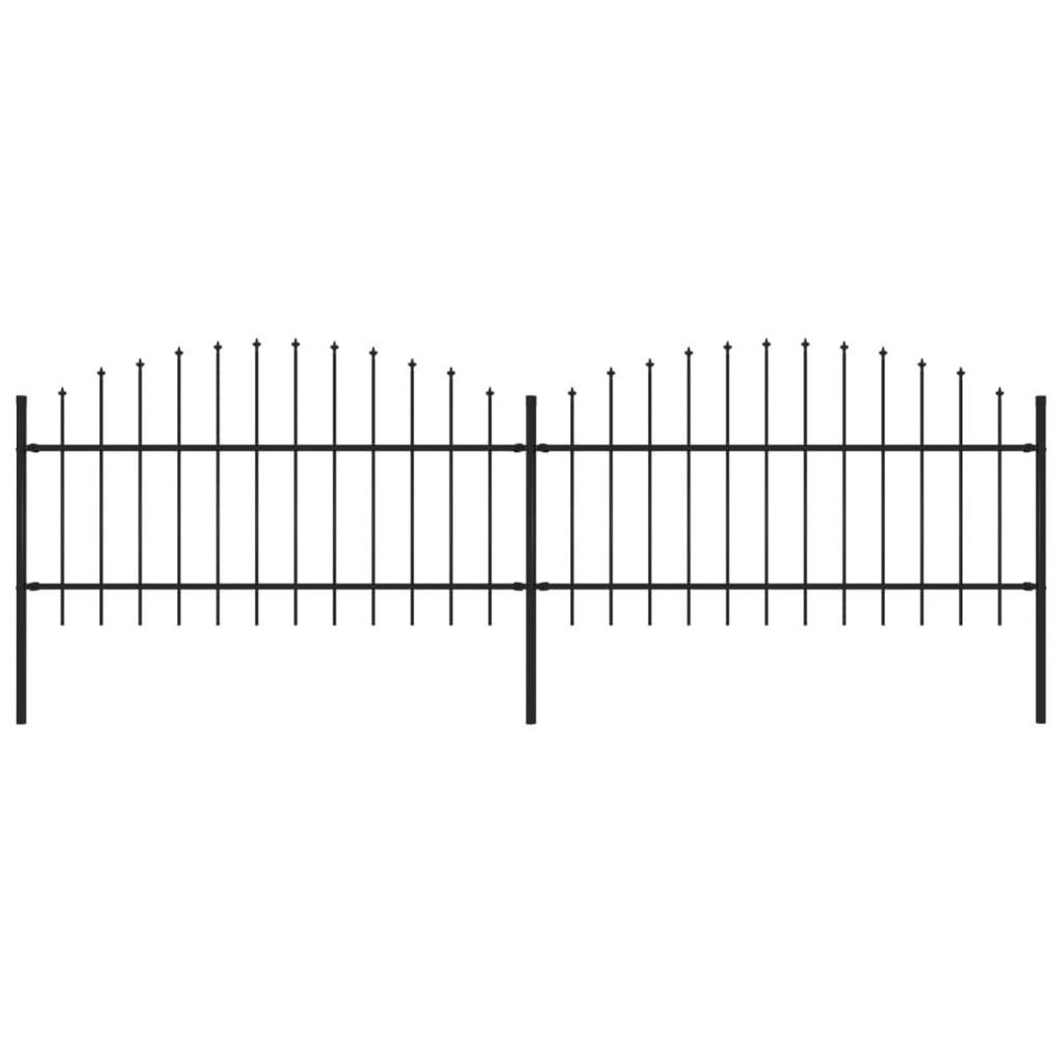 VIDAXL Cloture de jardin avec dessus en forme de lance en acier 359 x 125 cm Noir