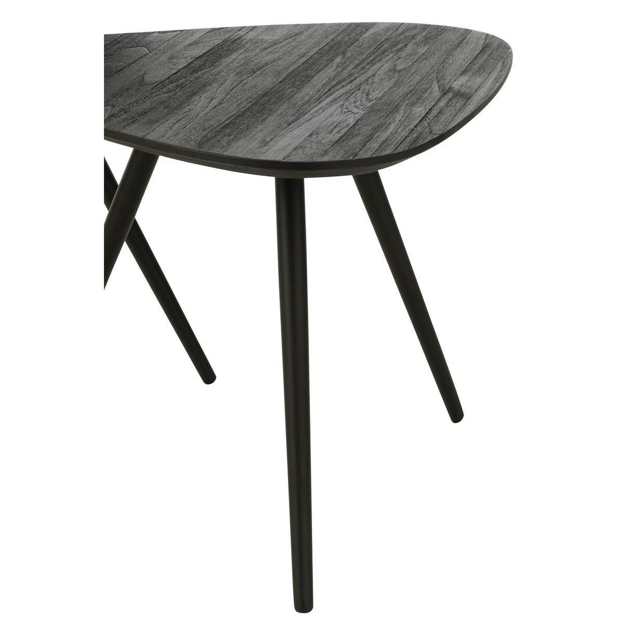 Voir la diapositive 3 : J-LINE Lot de 2 tables d'appoint triangles  teck  50cm noir