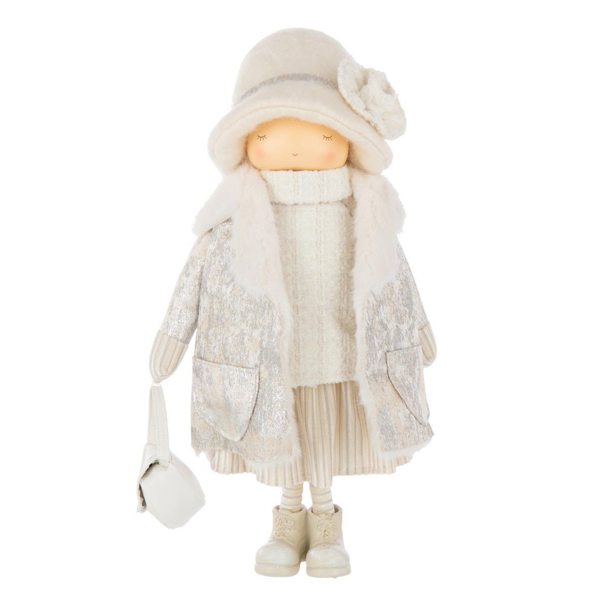 Paris Prix Statuette Fille en Tissu  Sac  46cm Blanc Cassé