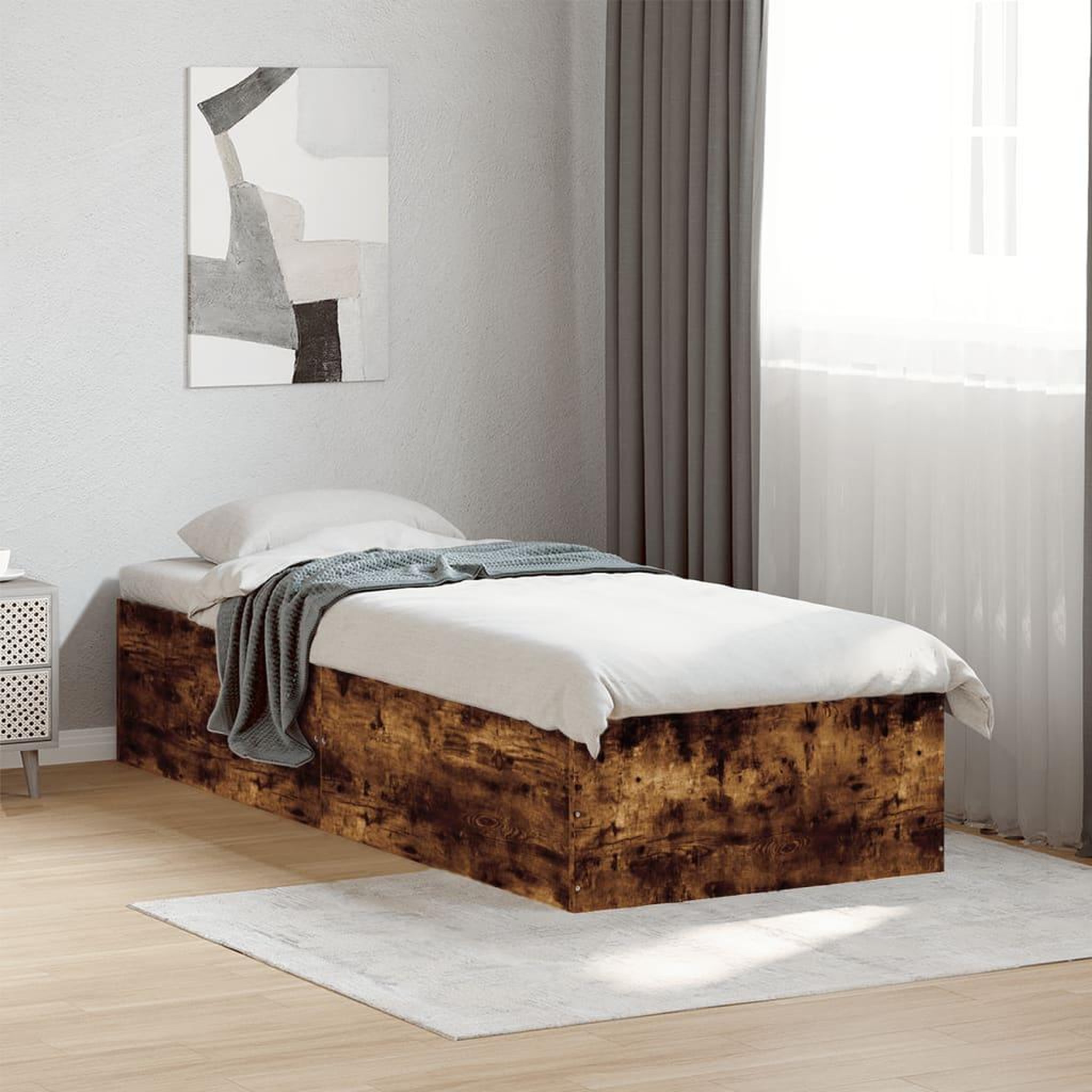 VIDAXL Cadre de lit sans matelas chene fume 90x190 cm
