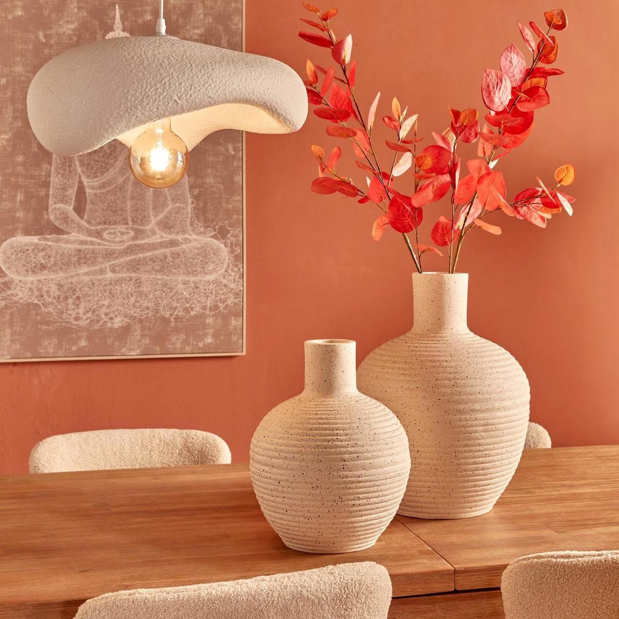 Voir la diapositive 2 : ATMOSPHERA Vase déco en magnésie  ted  43cm blanc