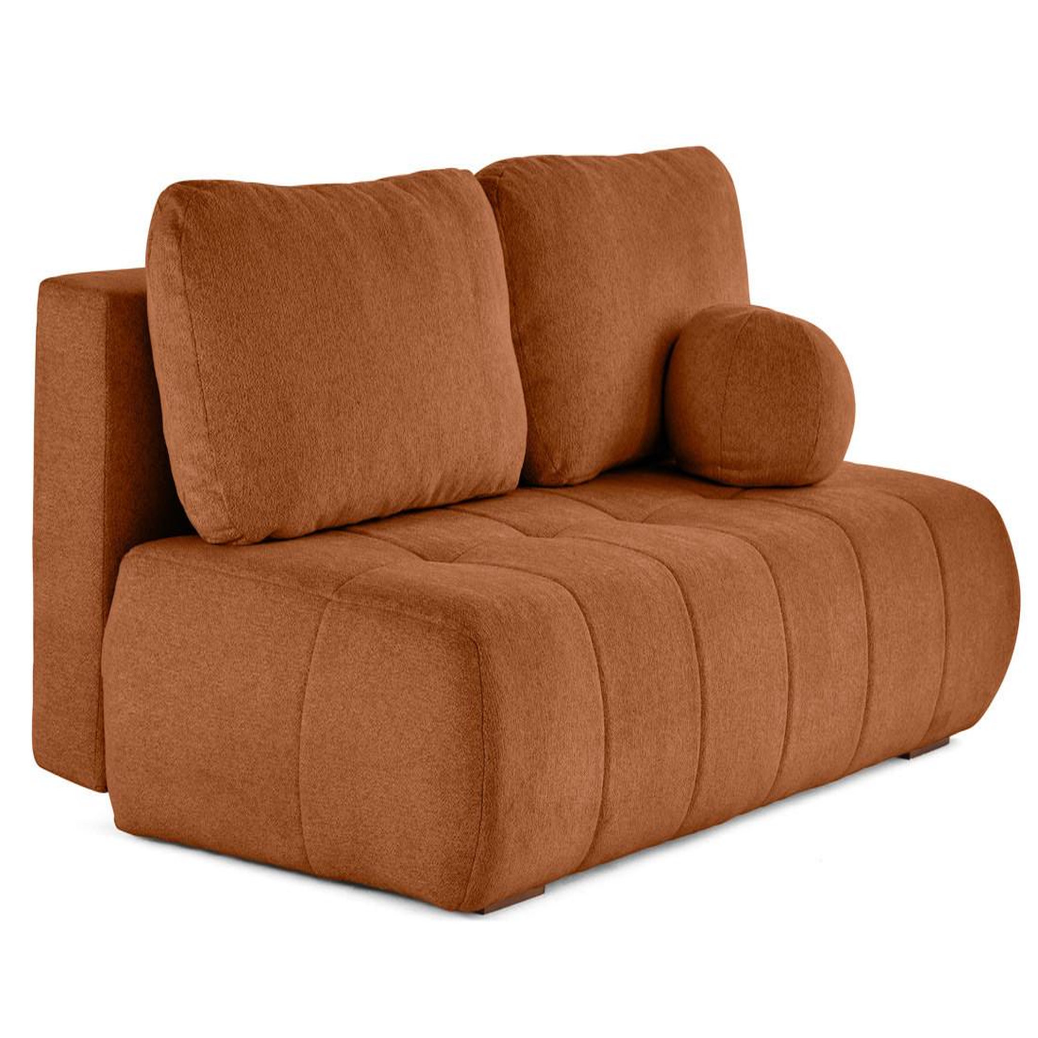 Voir la diapositive 4 : BEST MOBILIER Bowie - canapé 3 places convertible coffre + coussin rond inclus en tissu texturé