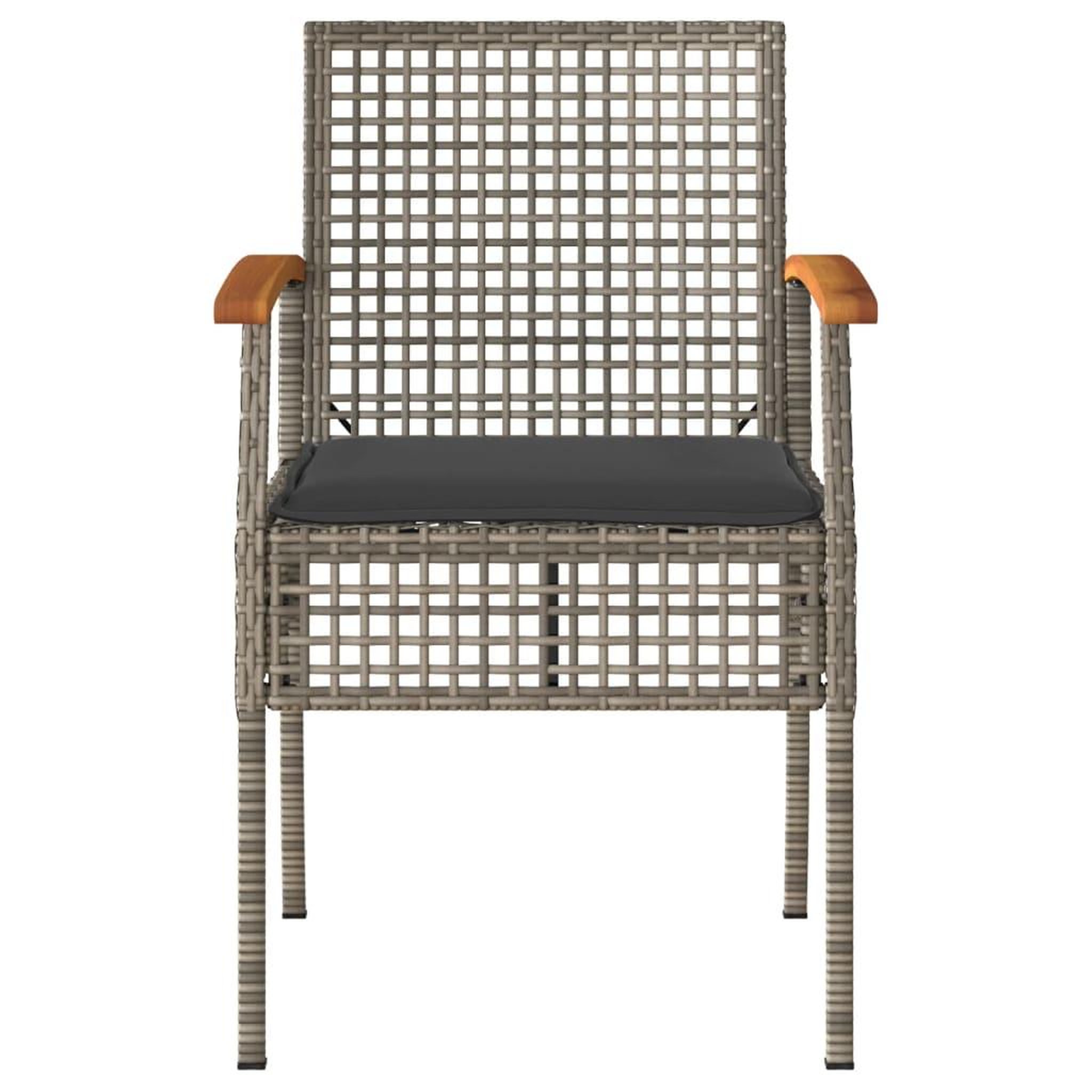 Voir la diapositive 4 : VIDAXL Chaises de jardin coussins lot de 4 gris resine tressee acacia
