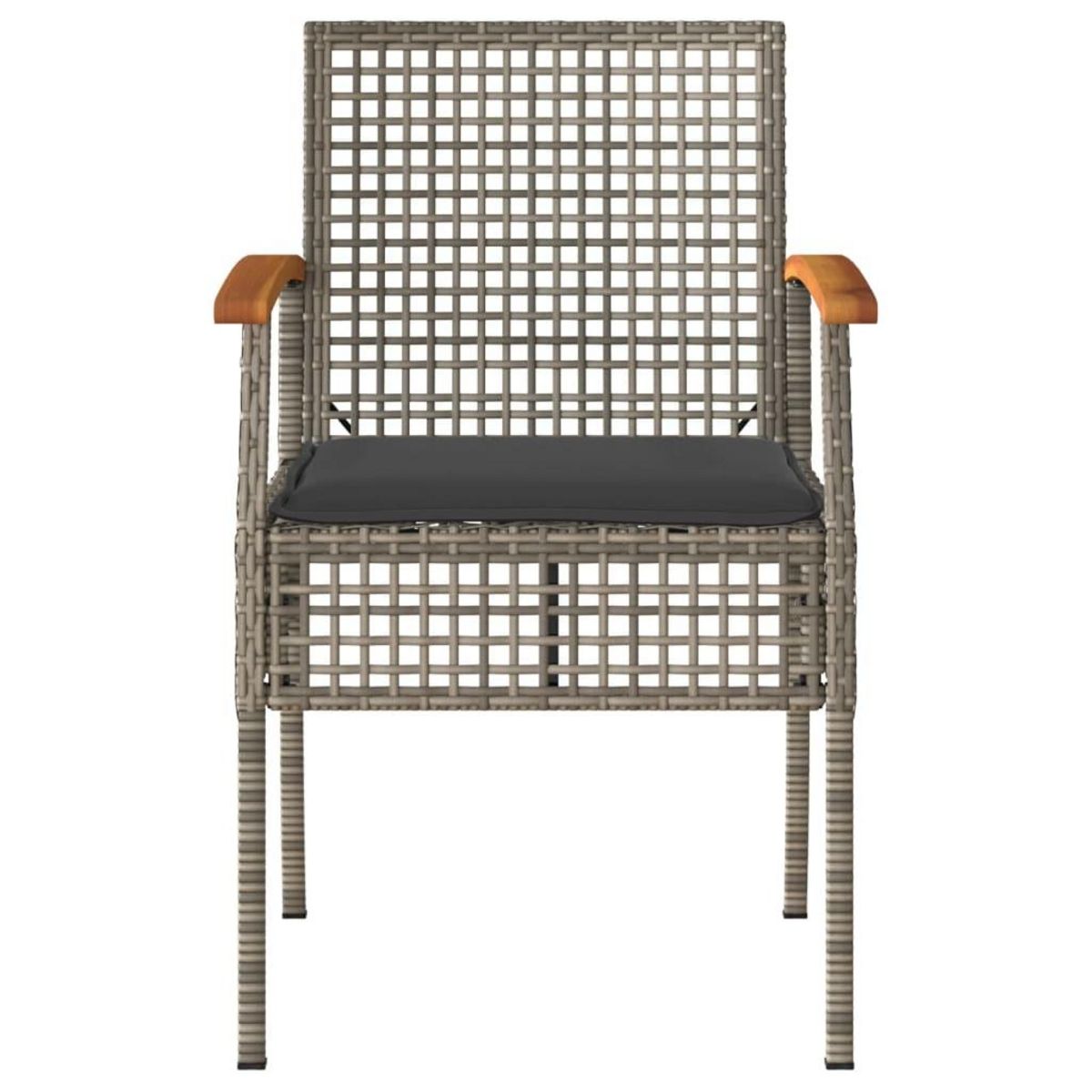 VIDAXL Chaises de jardin coussins lot de 4 gris resine tressee acacia