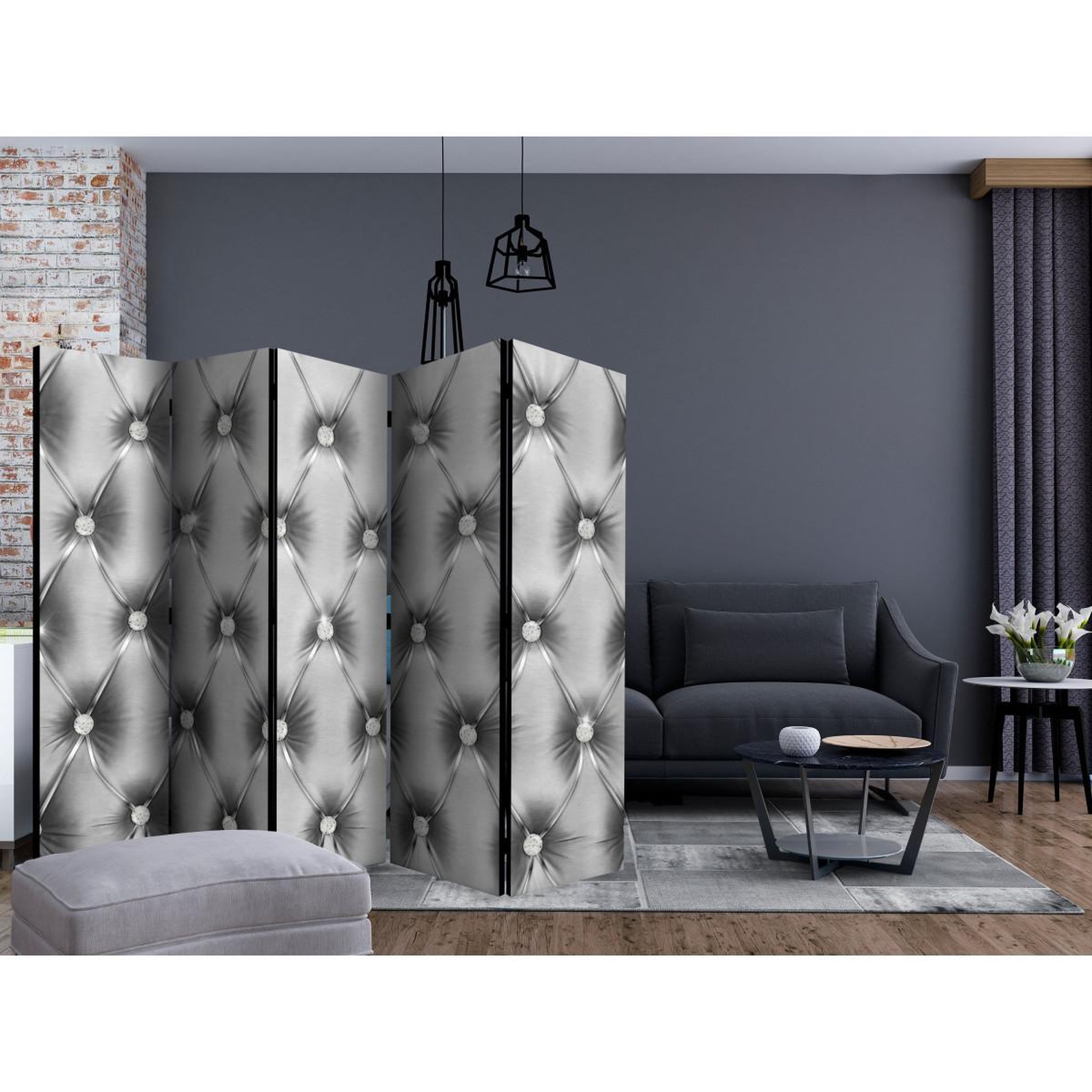 Voir la diapositive 2 : Paris Prix Paravent 5 volets  silver luxury  172x225cm