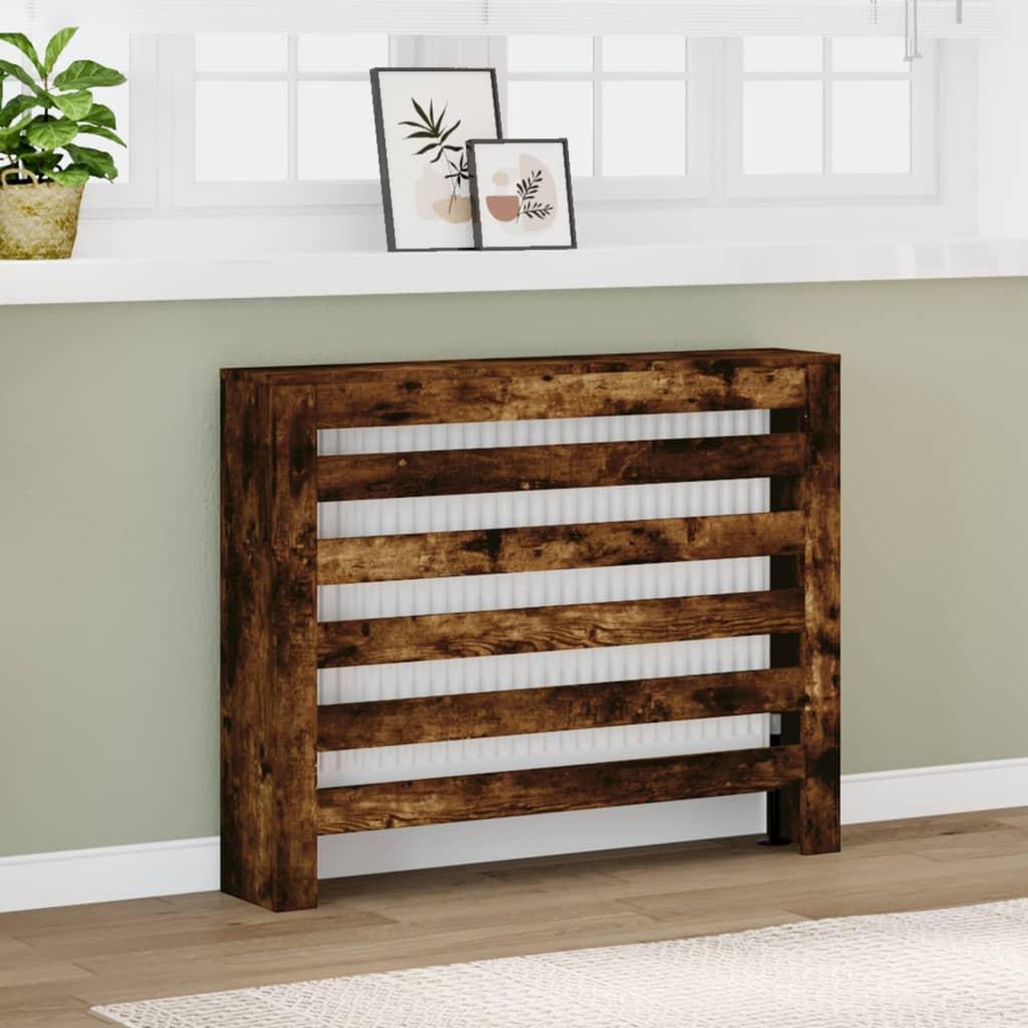 VIDAXL Cache-radiateur chene fume 104x20x82 cm bois d'ingenierie