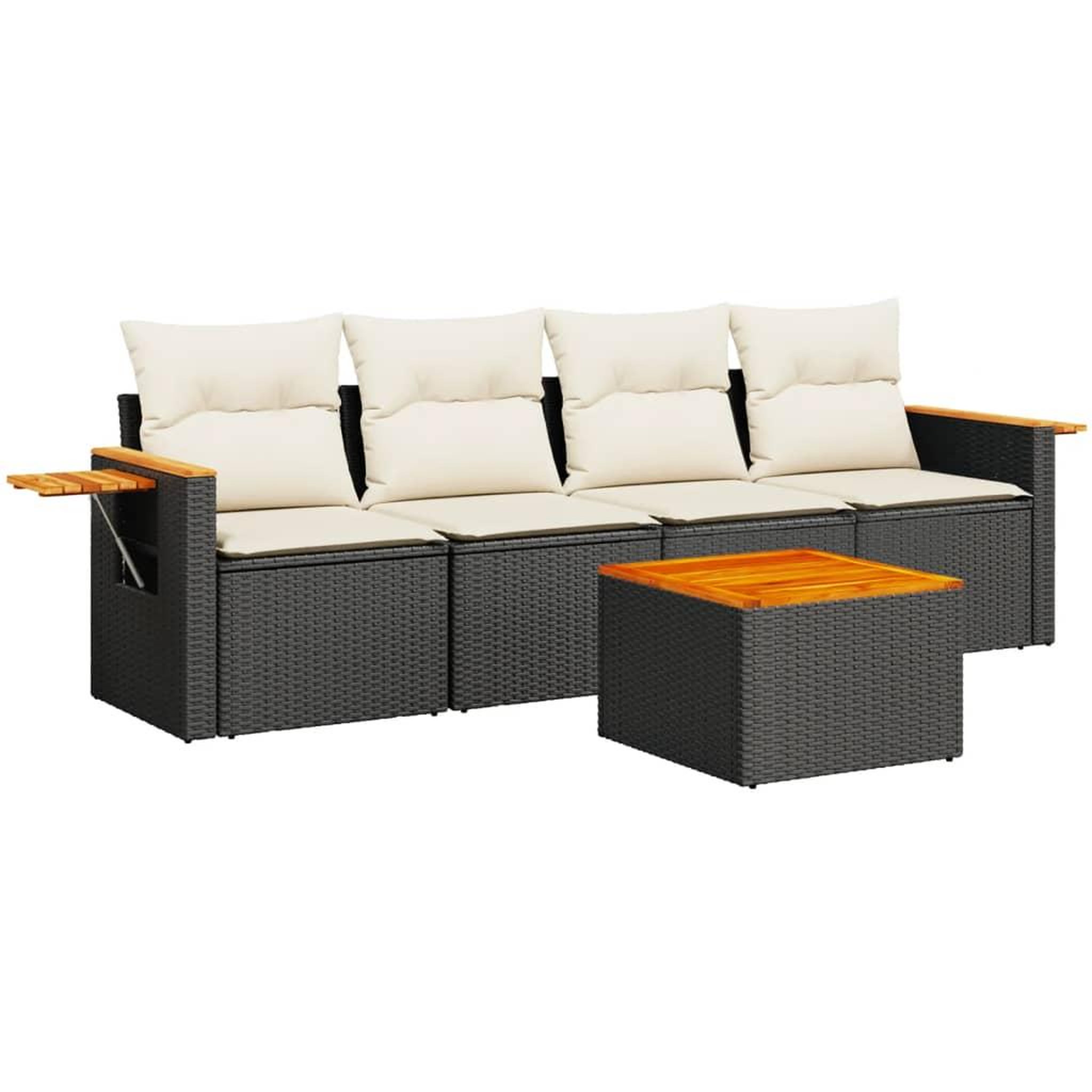 Voir la diapositive 2 : VIDAXL Salon de jardin 5 pcs avec coussins noir resine tressee