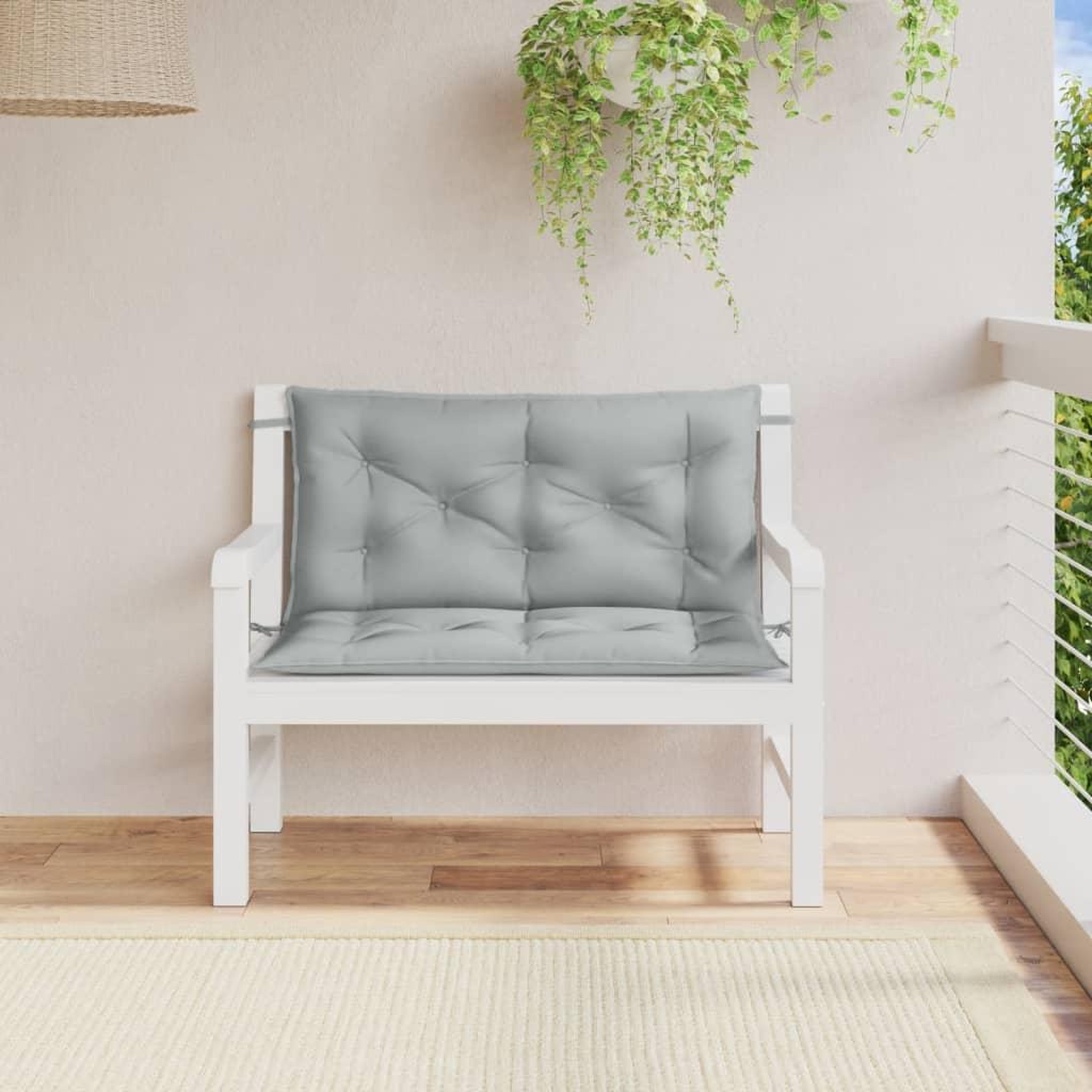Voir la diapositive 3 : VIDAXL Coussins de banc de jardin lot de 2 gris clair melange tissu