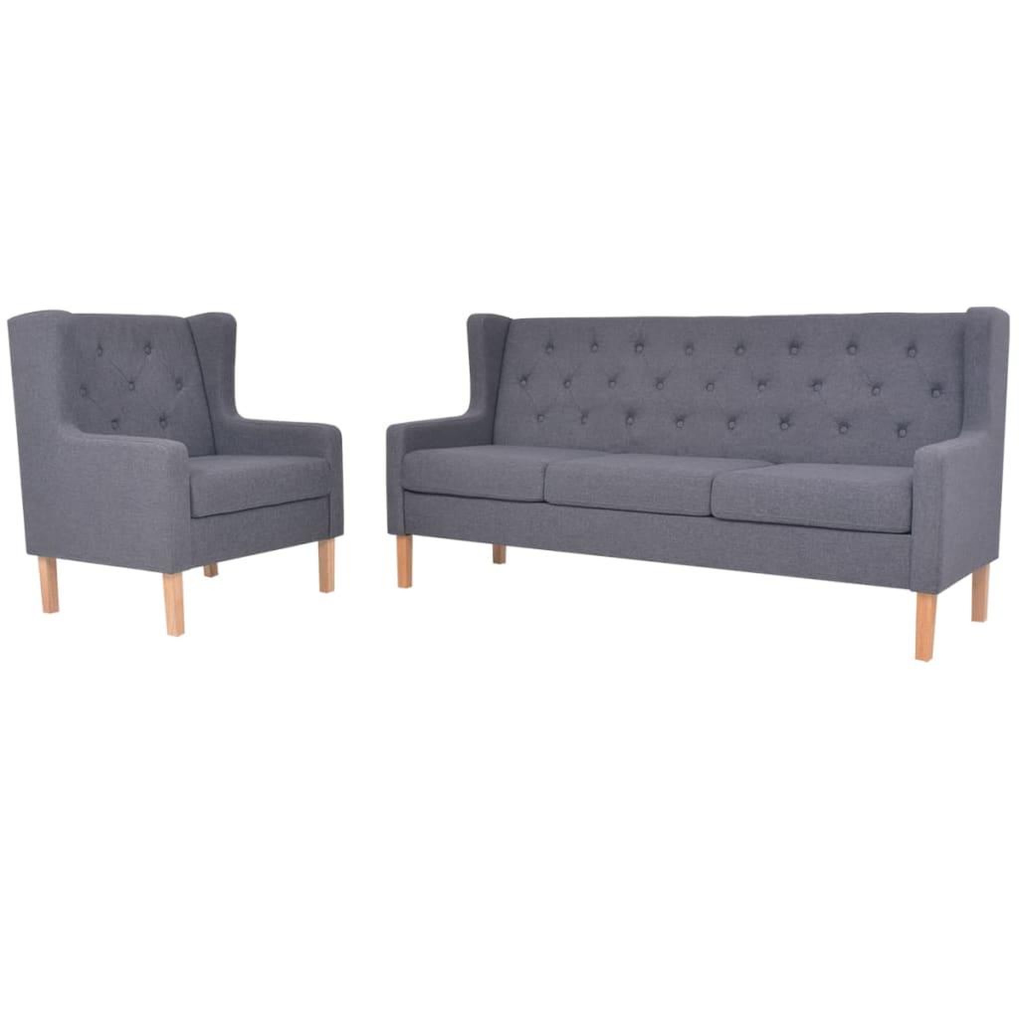 Voir la diapositive 1 : VIDAXL Ensemble de canapes 2 pcs tissu gris