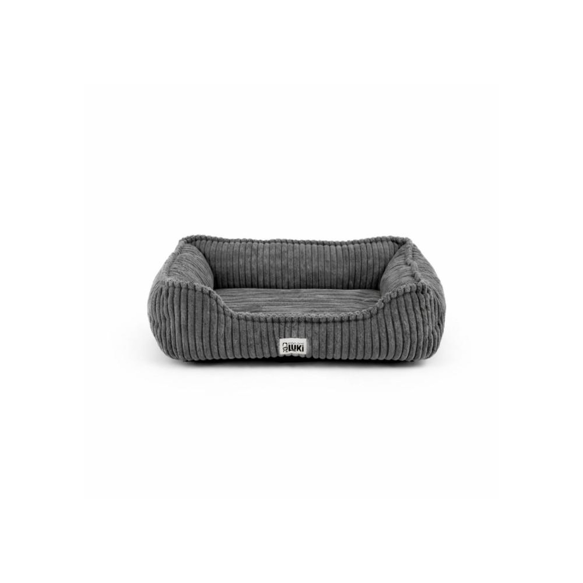 Voir la diapositive 2 : MON AMI LUKI Panier rectangulaire antiderapant velours cotelee couleur gris pour chien