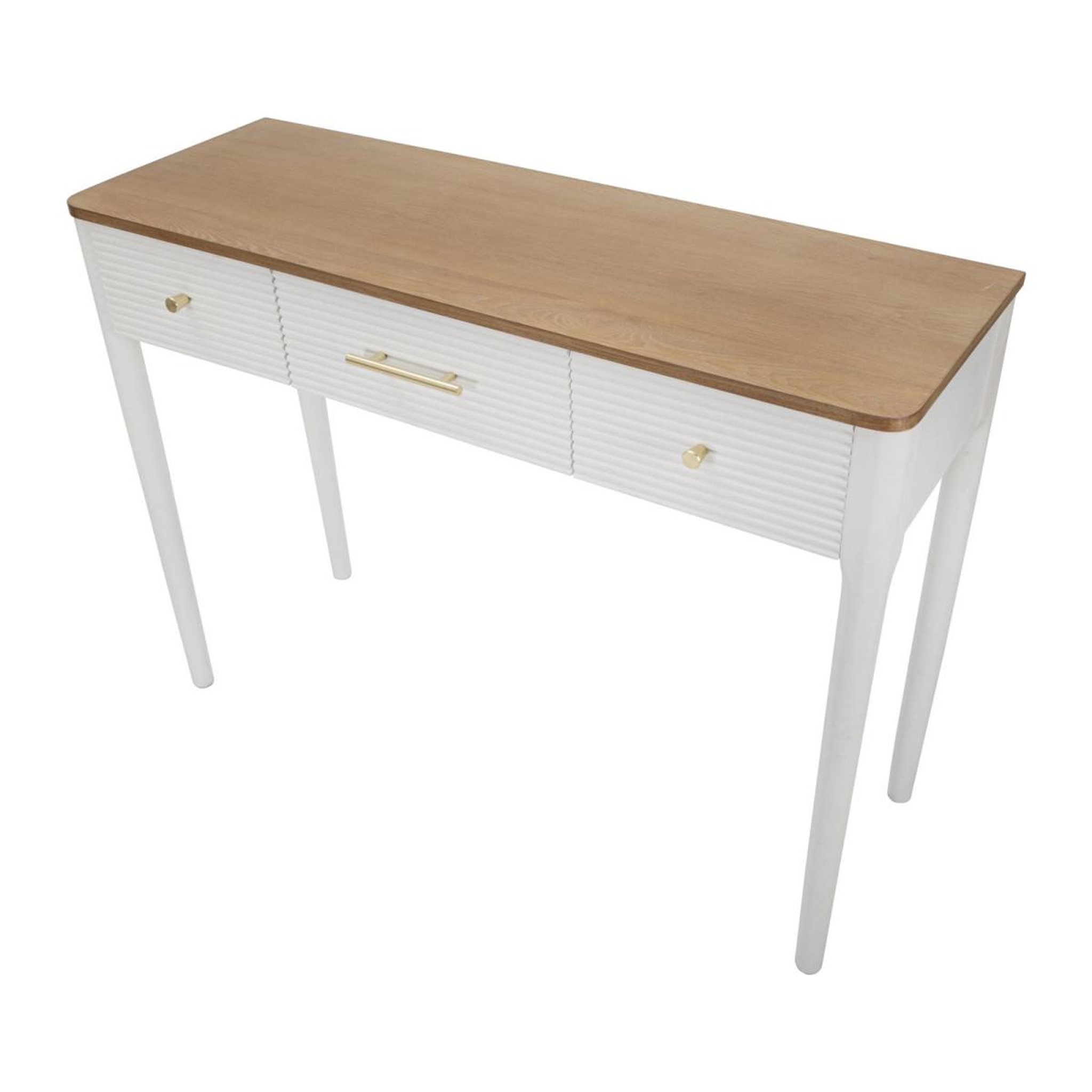 Voir la diapositive 2 : Paris Prix Console en bois 3 tiroirs  matera  107cm blanc & naturel