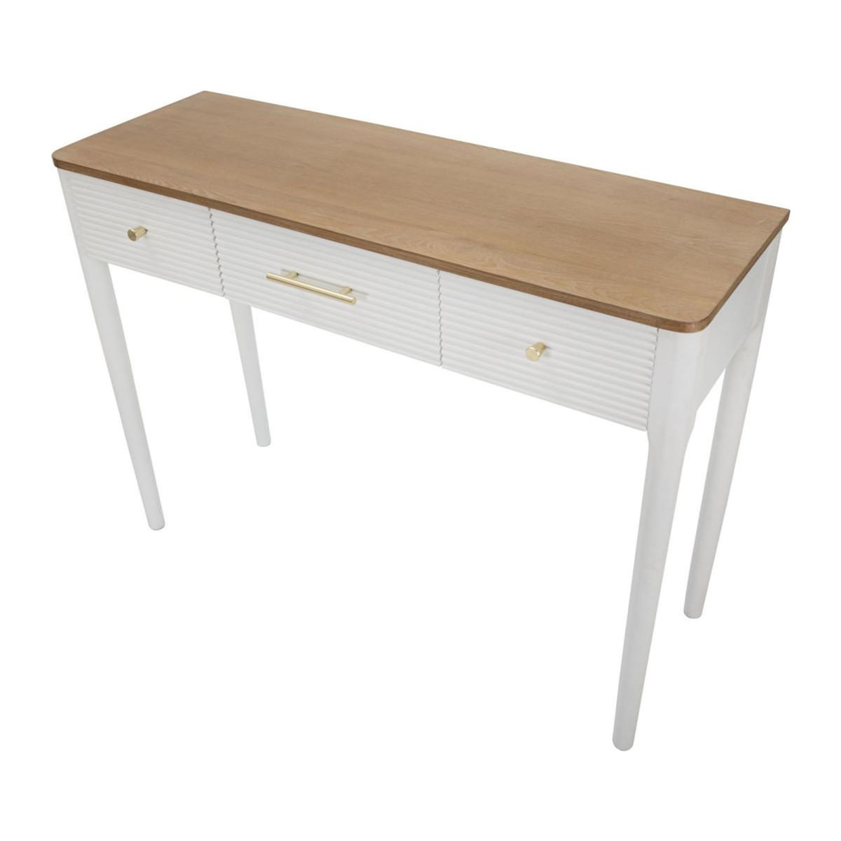Paris Prix Console en Bois 3 Tiroirs  Matera  107cm Blanc & Naturel