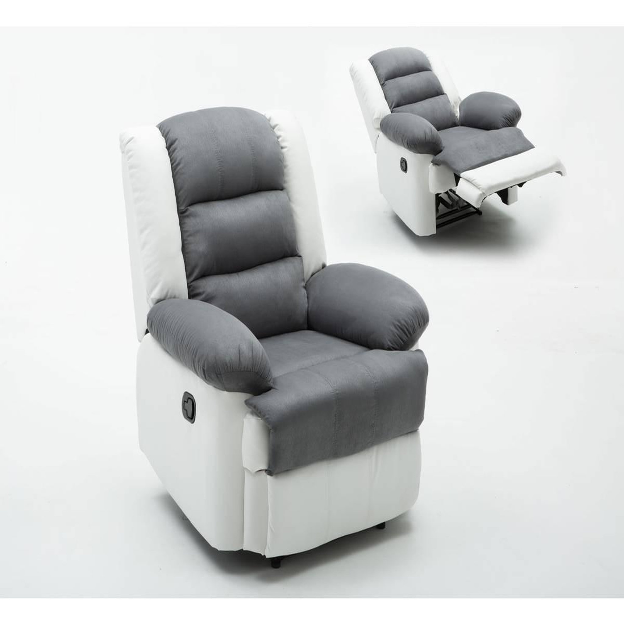 Habitat et Jardin Fauteuil relax  buckingham  - 85 x 93 x 100 cm - blanc / gris clair