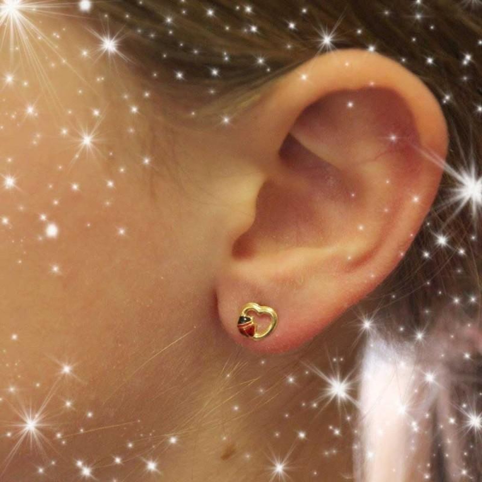 Voir la diapositive 4 : L'ATELIER D'AZUR Boucles d'Oreilles Coccinelles Laquées - Or Jaune - Enfant