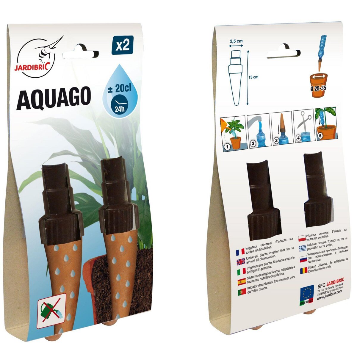 Jardibric Arroseur autonome Aquago avec cônes en terre cuite  2 pcs