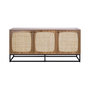 Voir la diapositive 6 : SWEEEK Buffet en décor bois et cannage arrondi. piètement et poignées en métal noir - 3 portes 160cm. buffet bas