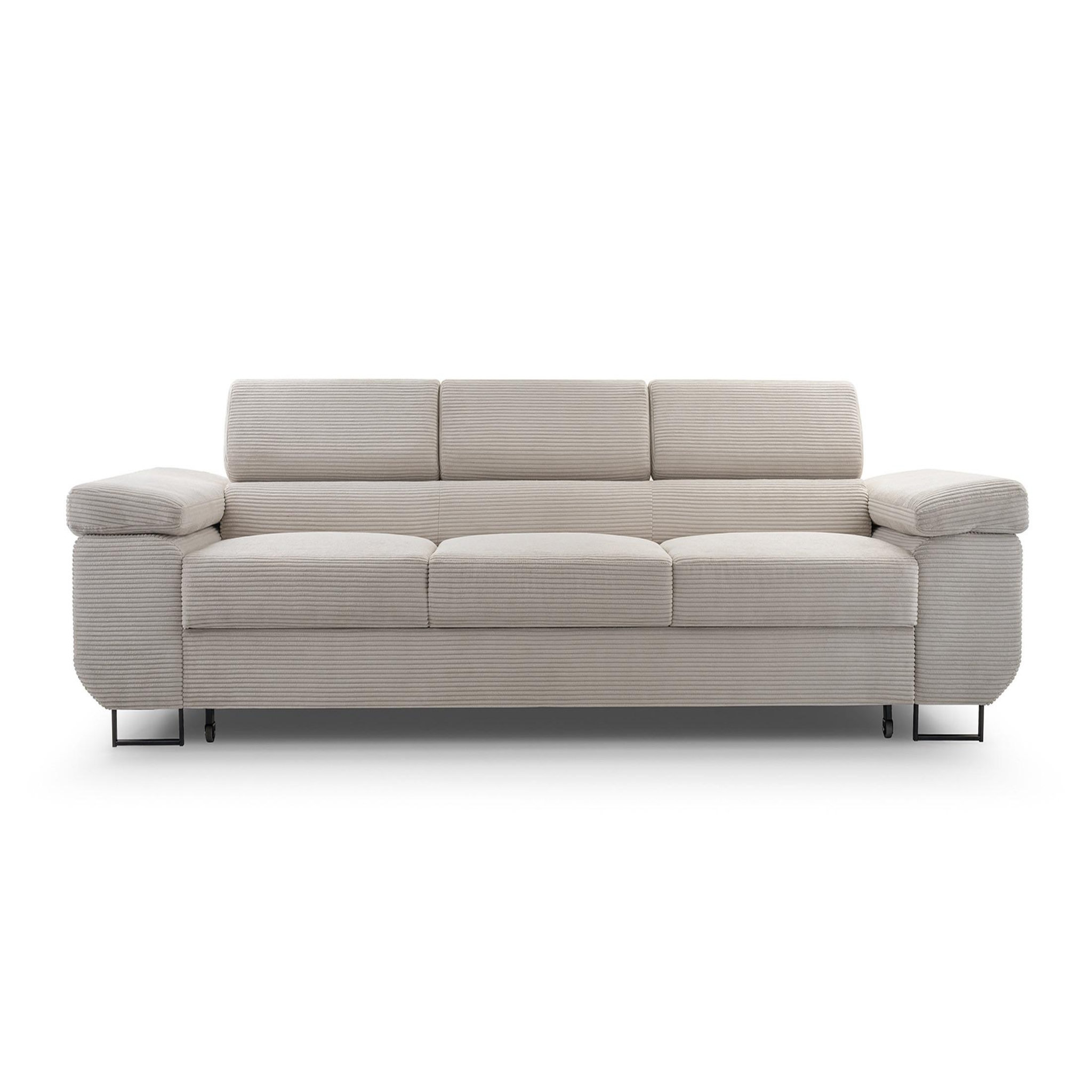 Voir la diapositive 1 : BEST MOBILIER Pablo - canapé 3 places - convertible avec têtières réglables - en velours côtelé