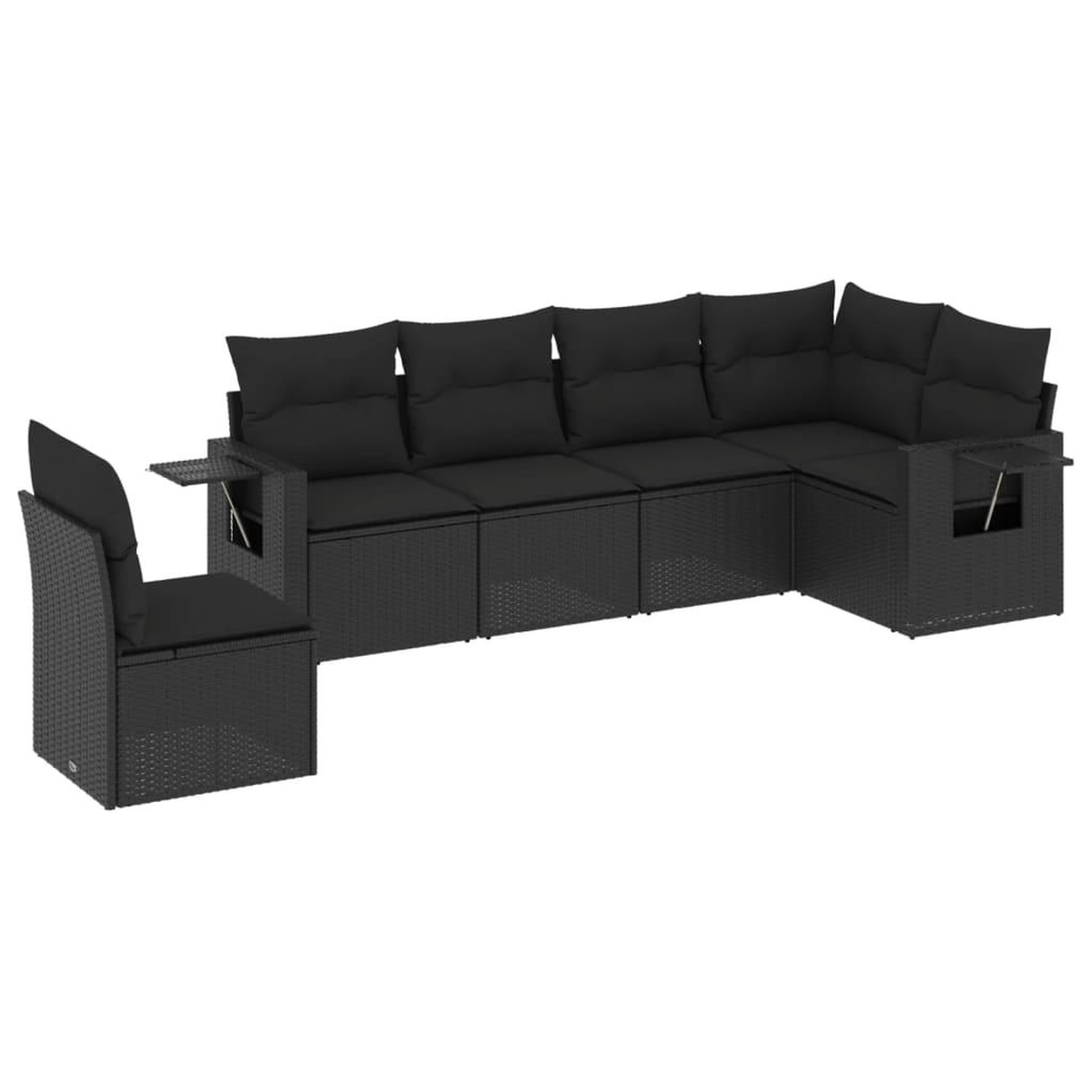 Voir la diapositive 2 : VIDAXL Salon de jardin 6 pcs avec coussins noir resine tressee