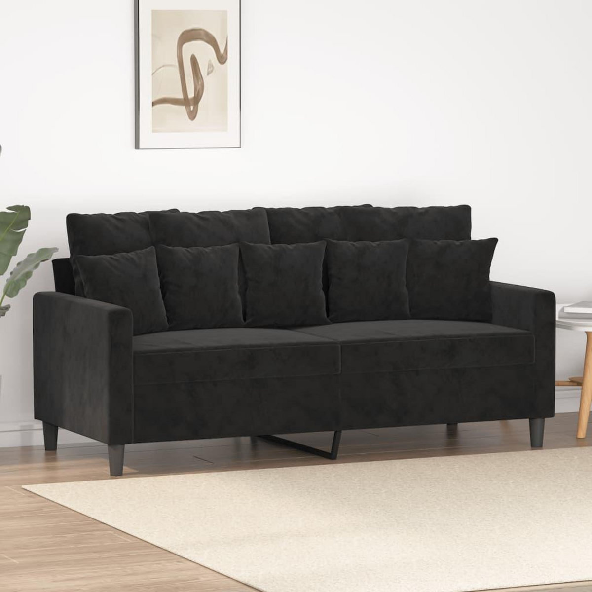 VIDAXL Canape a 2 places Noir 140 cm Velours