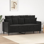 VIDAXL Canape a 2 places Noir 140 cm Velours