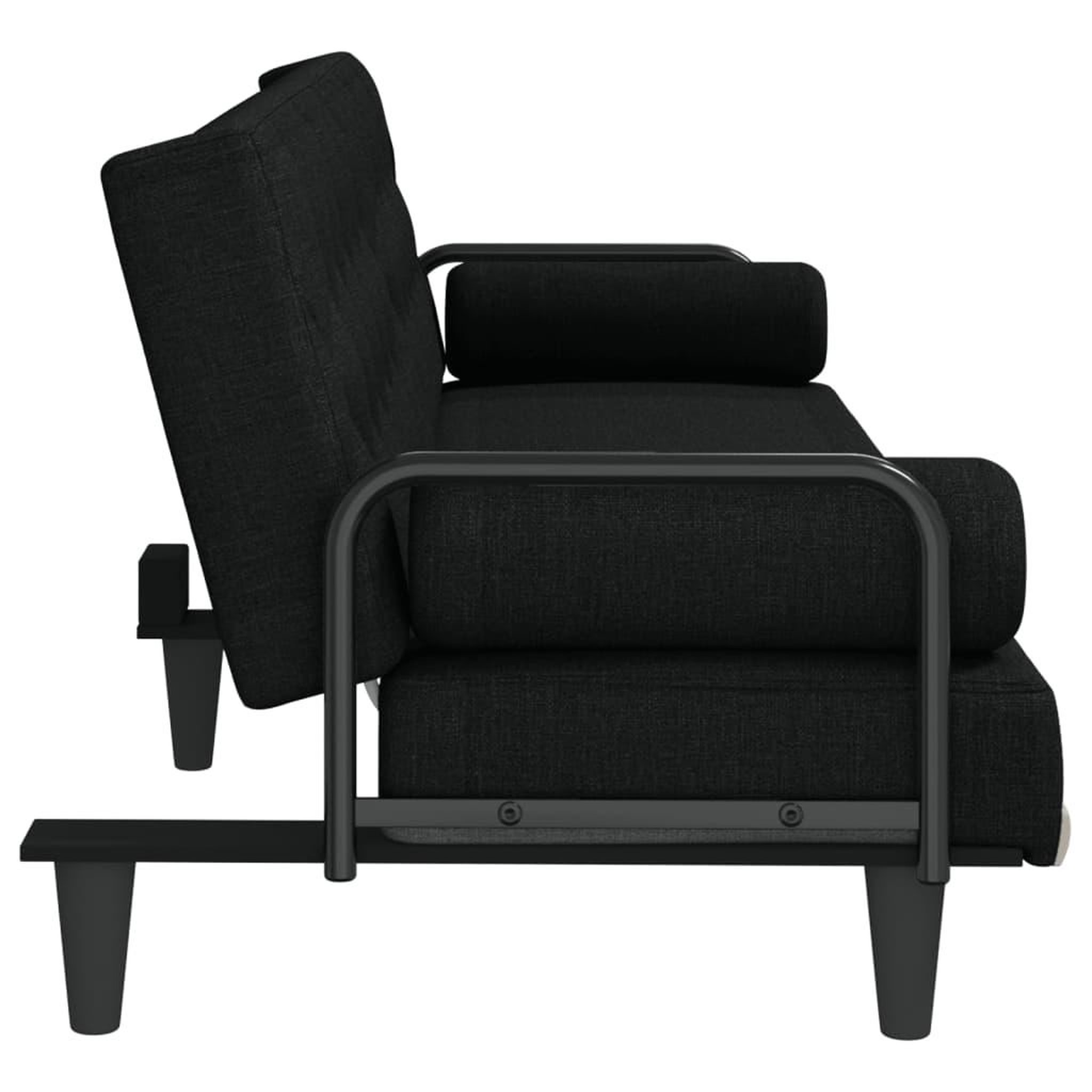 Voir la diapositive 5 : VIDAXL Canape-lit avec accoudoirs noir tissu