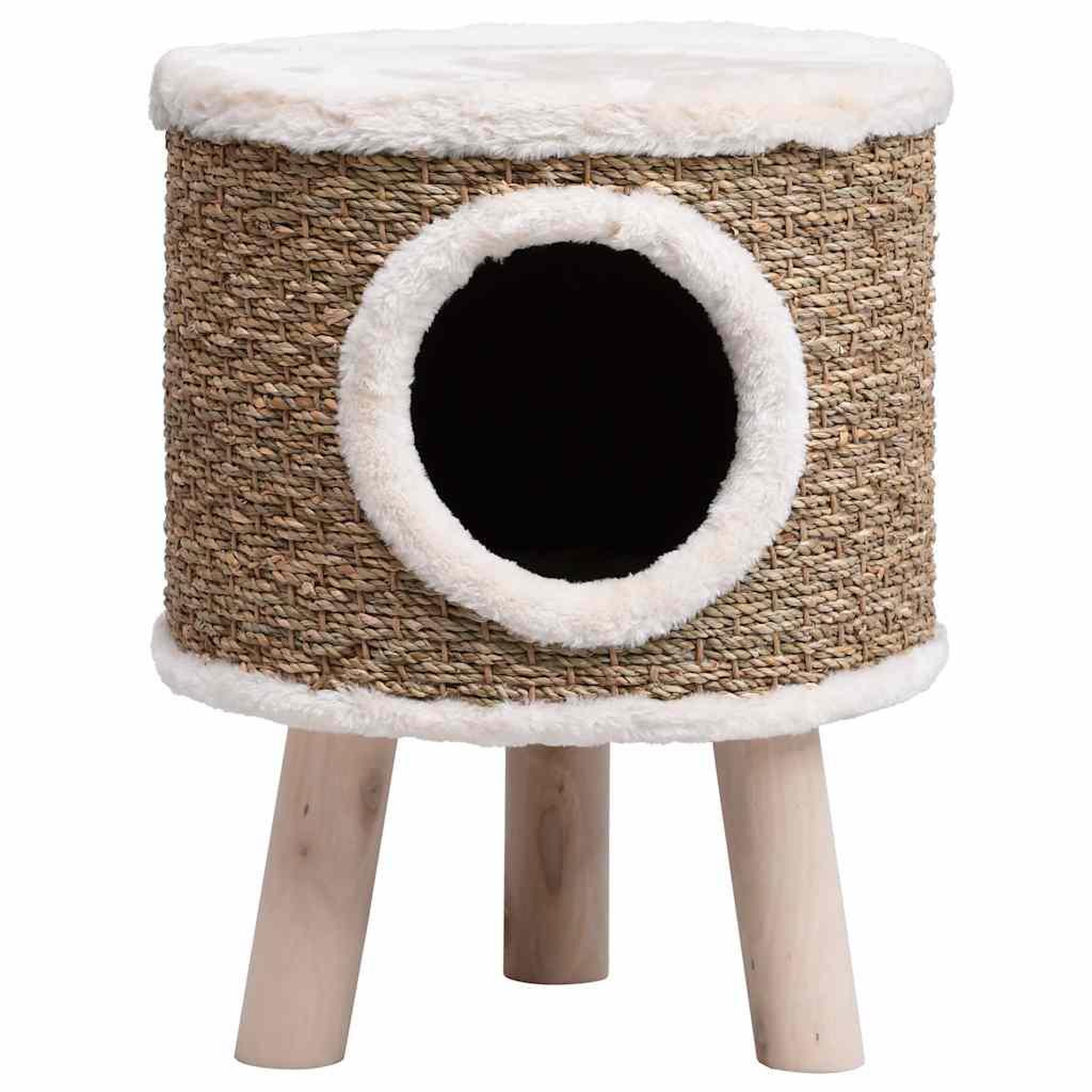 Voir la diapositive 3 : VIDAXL Maison pour chat avec pieds en bois 41 cm herbiers marins