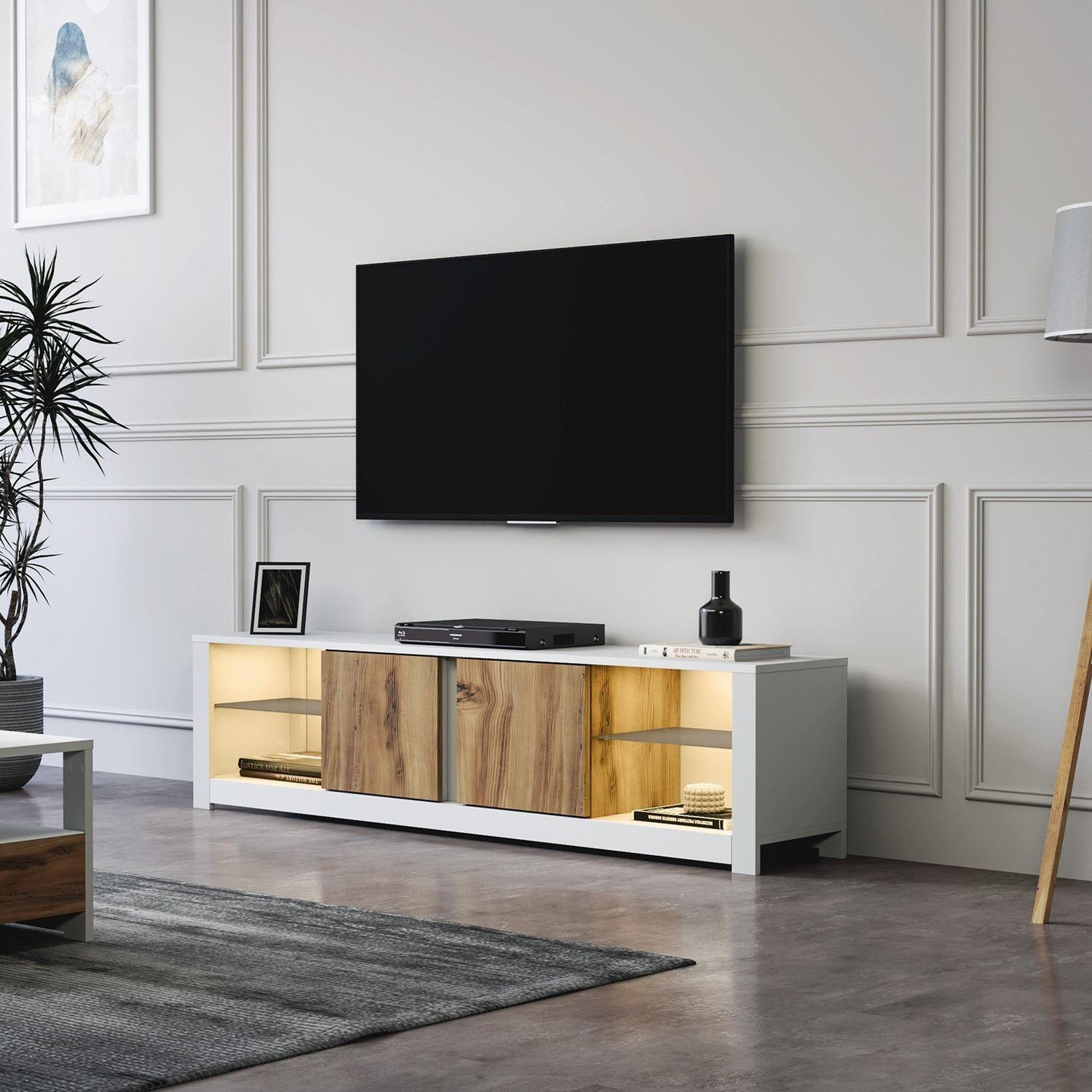 Voir la diapositive 4 : Habitat et Jardin Meuble tv en bois  aydos  180 x 35 x 45 cm - blanc