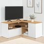 Voir la diapositive 2 : ID MARKET Meuble TV 90 x 90 cm d'angle BALTAZAR façon hêtre et blanc